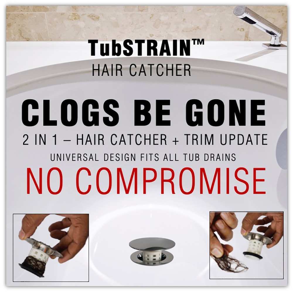 TubShroom Chrome Edition Revolutionary Tub Drain Protector Hair Catcher,  Strainer, Snare, 2 Pack 