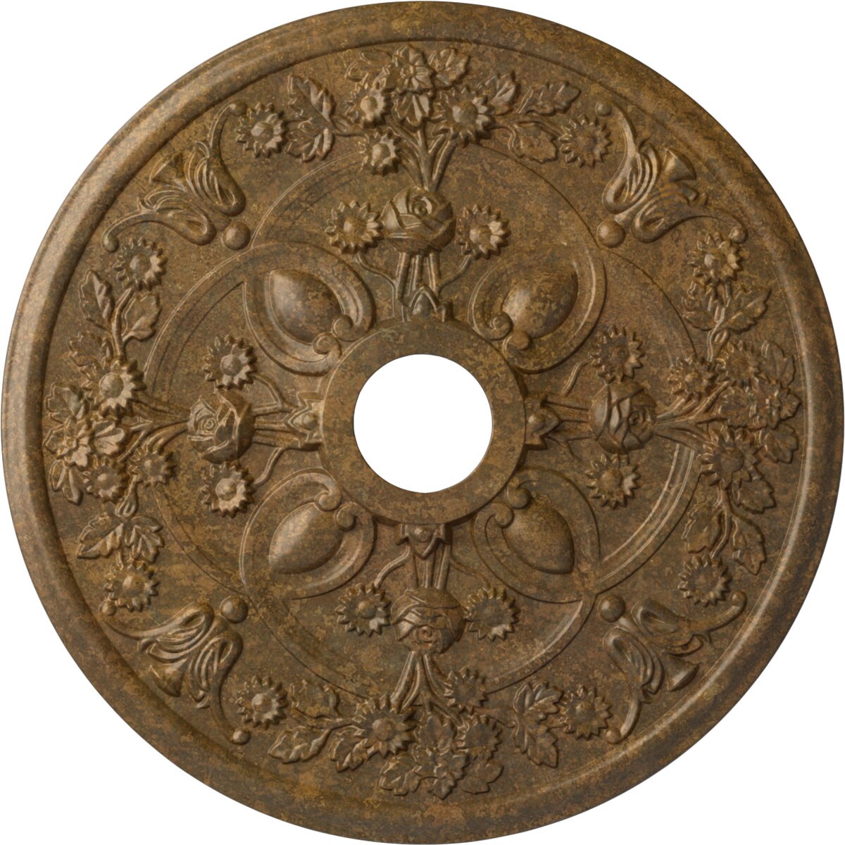 Ekena Millwork CM30RORZS Rose 30.875-in W x 30.875-in L Painted Rubbed Bronze Polyurethane Whole Ceiling Medallion
