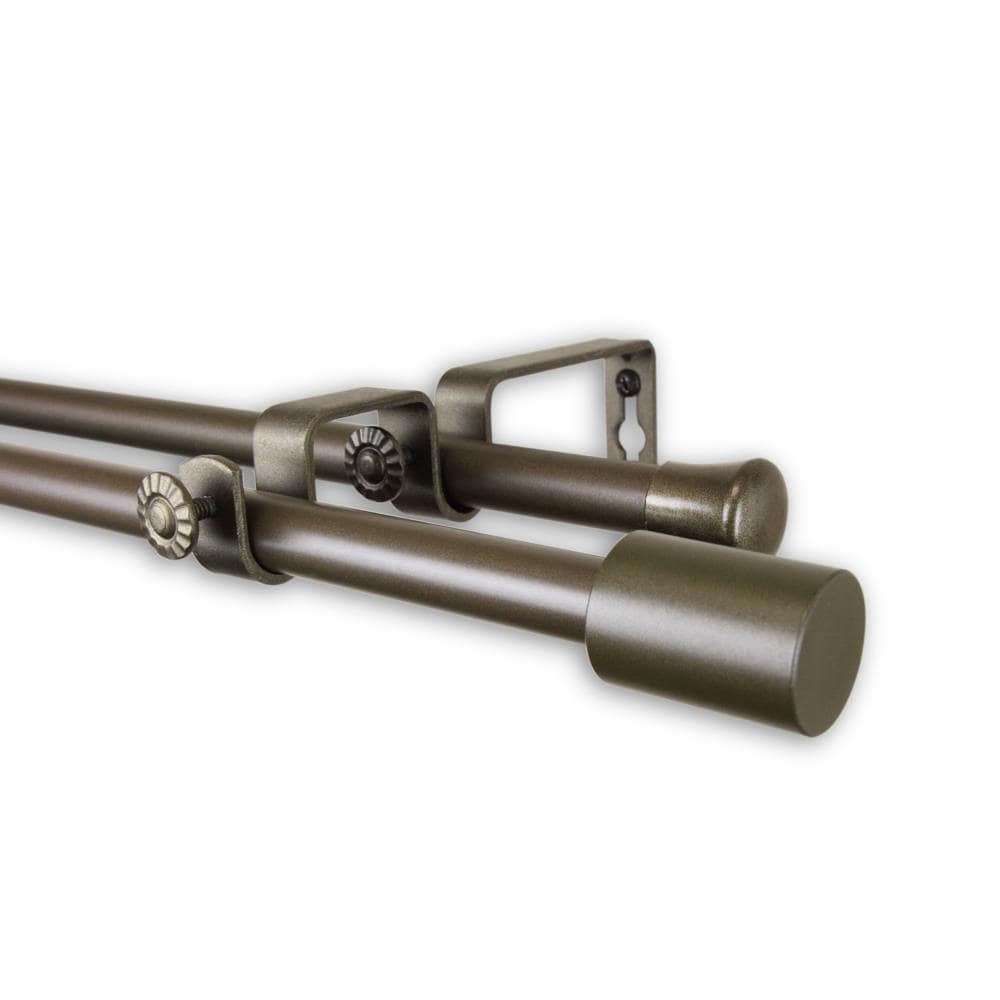 Hart & Harlow L5715-484D 5/8-in Mitchell 48-in to 84-in Antique gold Steel Double curtain rod with Finials