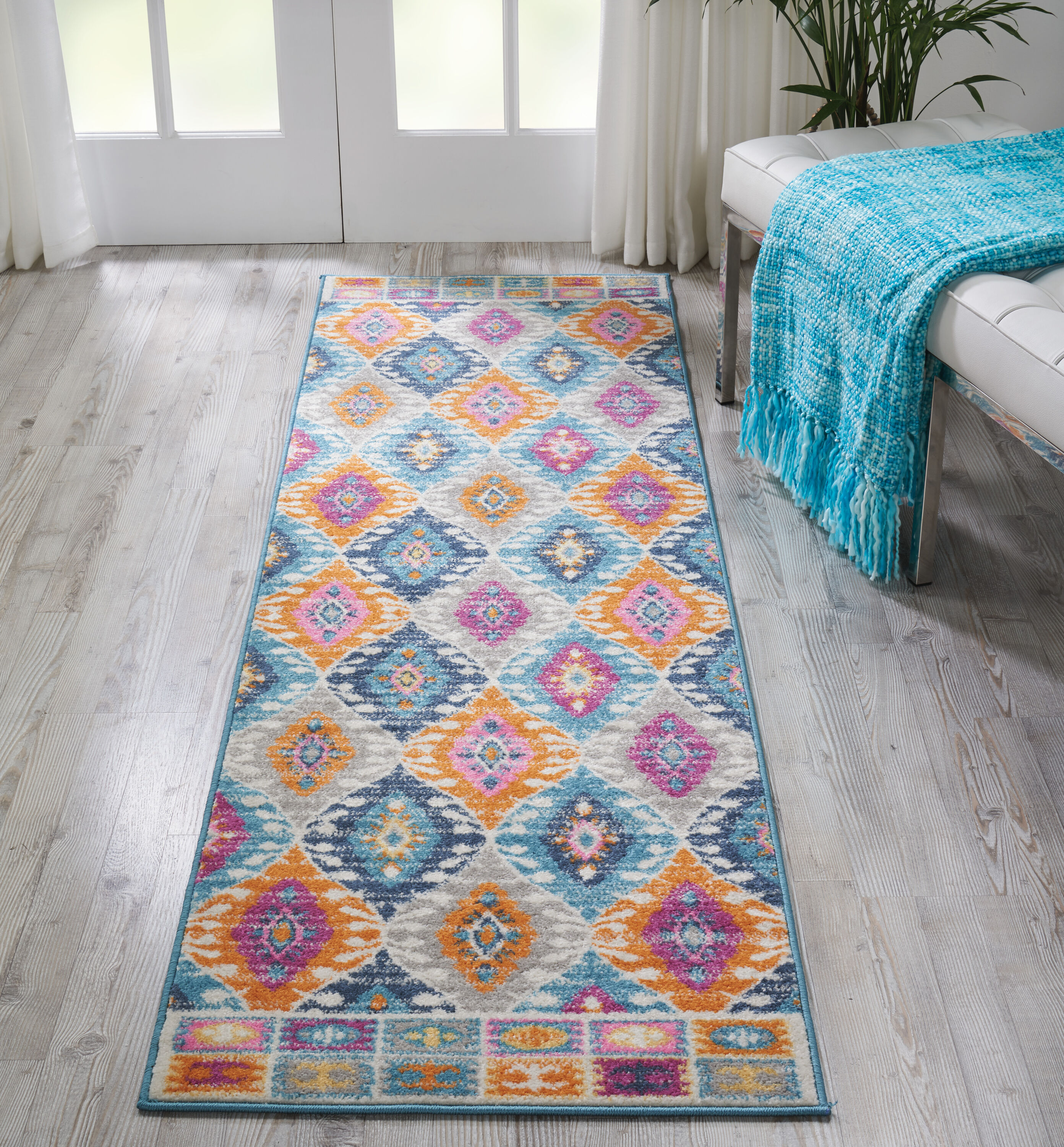 Nourison 99446388001 Passion 2 x 7 (ft) Loomed Multicolor Rectangular Indoor Abstract Runner rug
