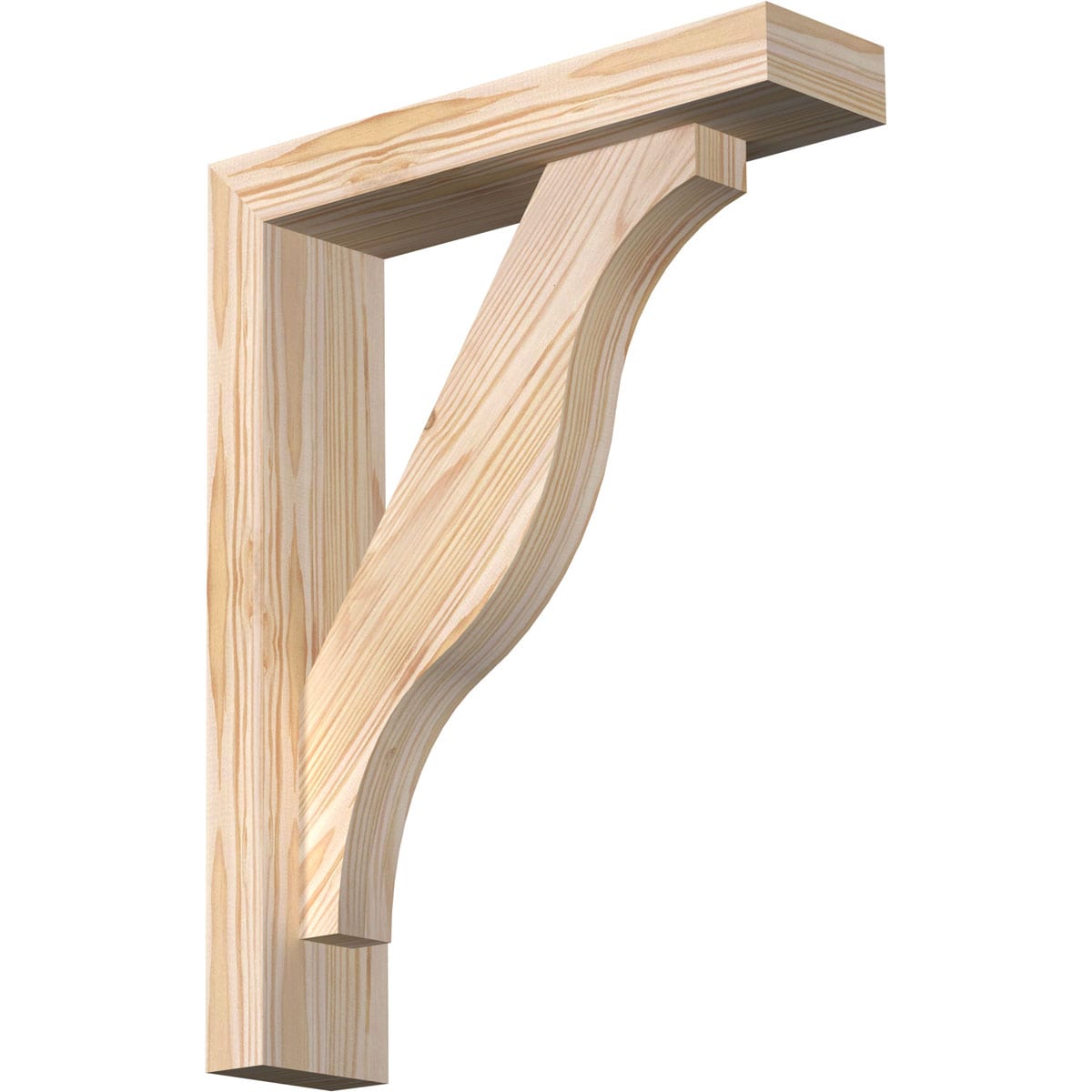 Ekena Millwork 1462506 Funston Block Smooth Bracket with Offset Brace 3-1/2-in x 14-in x 18-in Douglas fir Brown Wood Standard bracket
