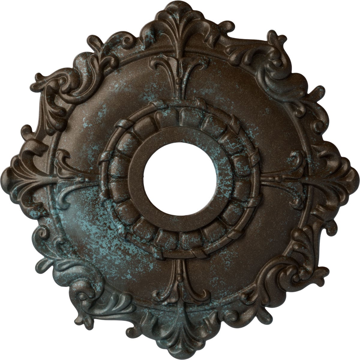 Ekena Millwork CM18RLBBS Riley 18-Inches W x 18-Inches L Painted Bronze Blue Patina Polyurethane Whole Ceiling Medallion