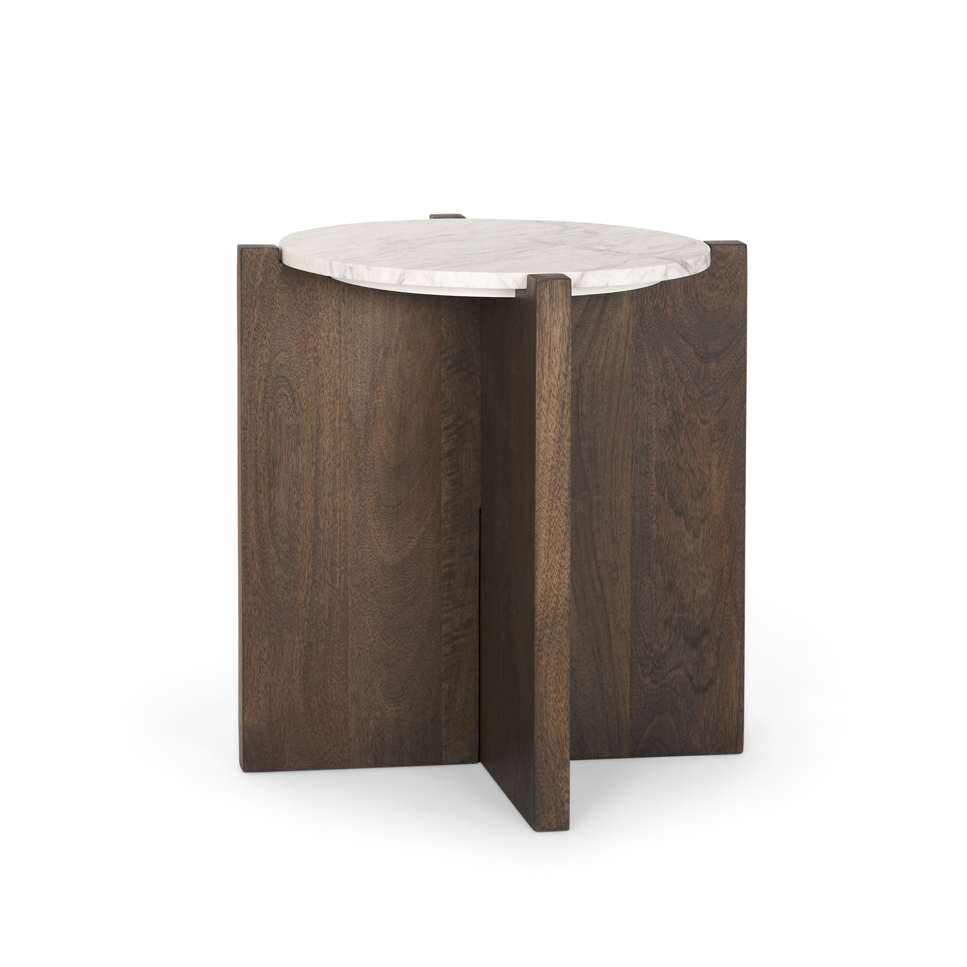 Mercana 70680 22-in W x 22-in H White Granite/Marble Round Farmhouse End Table Assembly Required