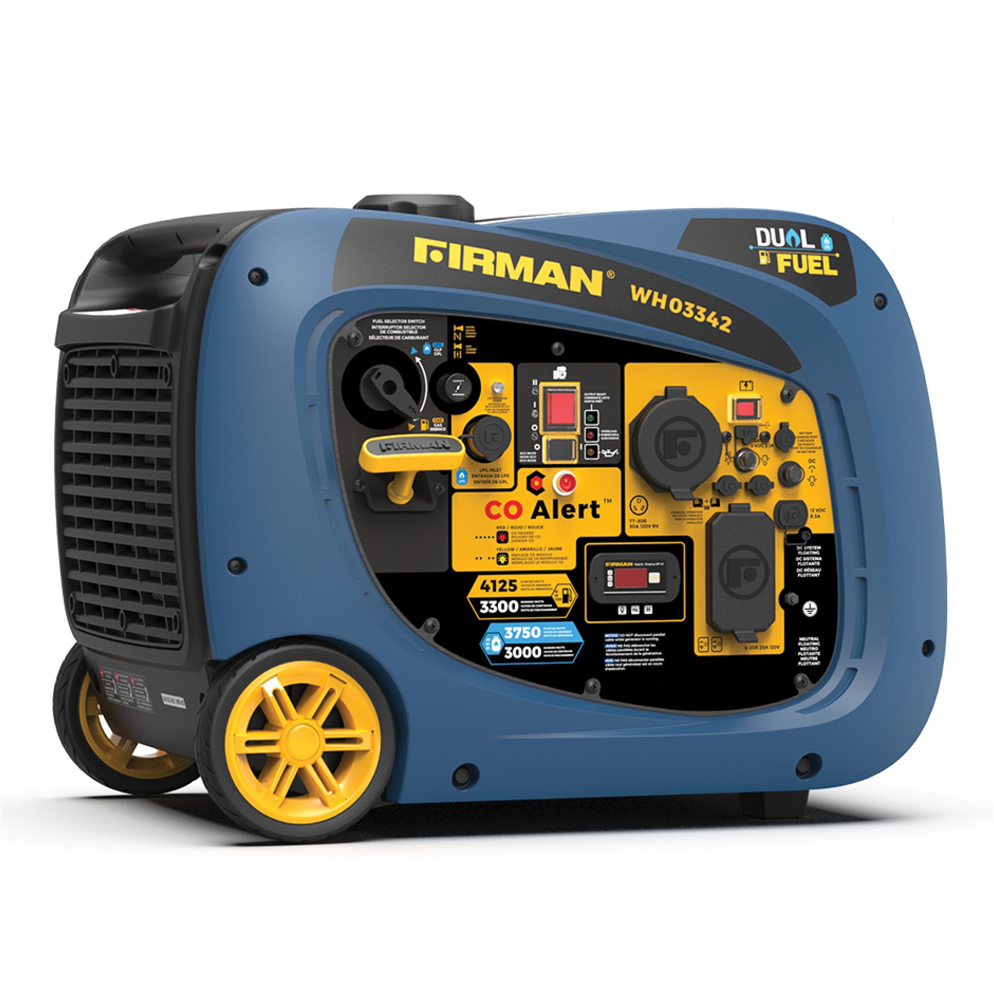 Firman WH03342 WH03342 Electric Start 120V with Power Cord and Cover 4125 -Watt Dual Fuel (Gasoline/Propane) Inverter Generator