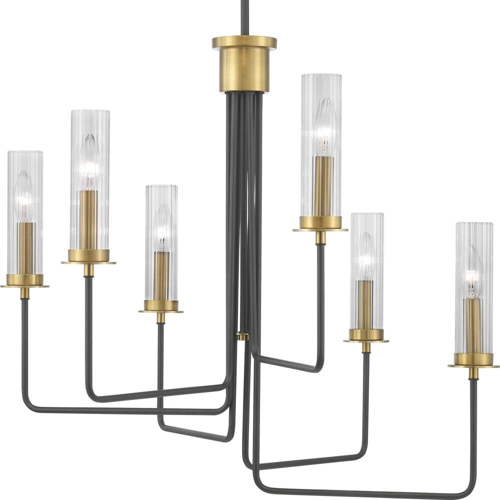Progress Lighting P400168-143 Rainey 6-Light Graphite Modern/Contemporary Led Dry rated Chandelier