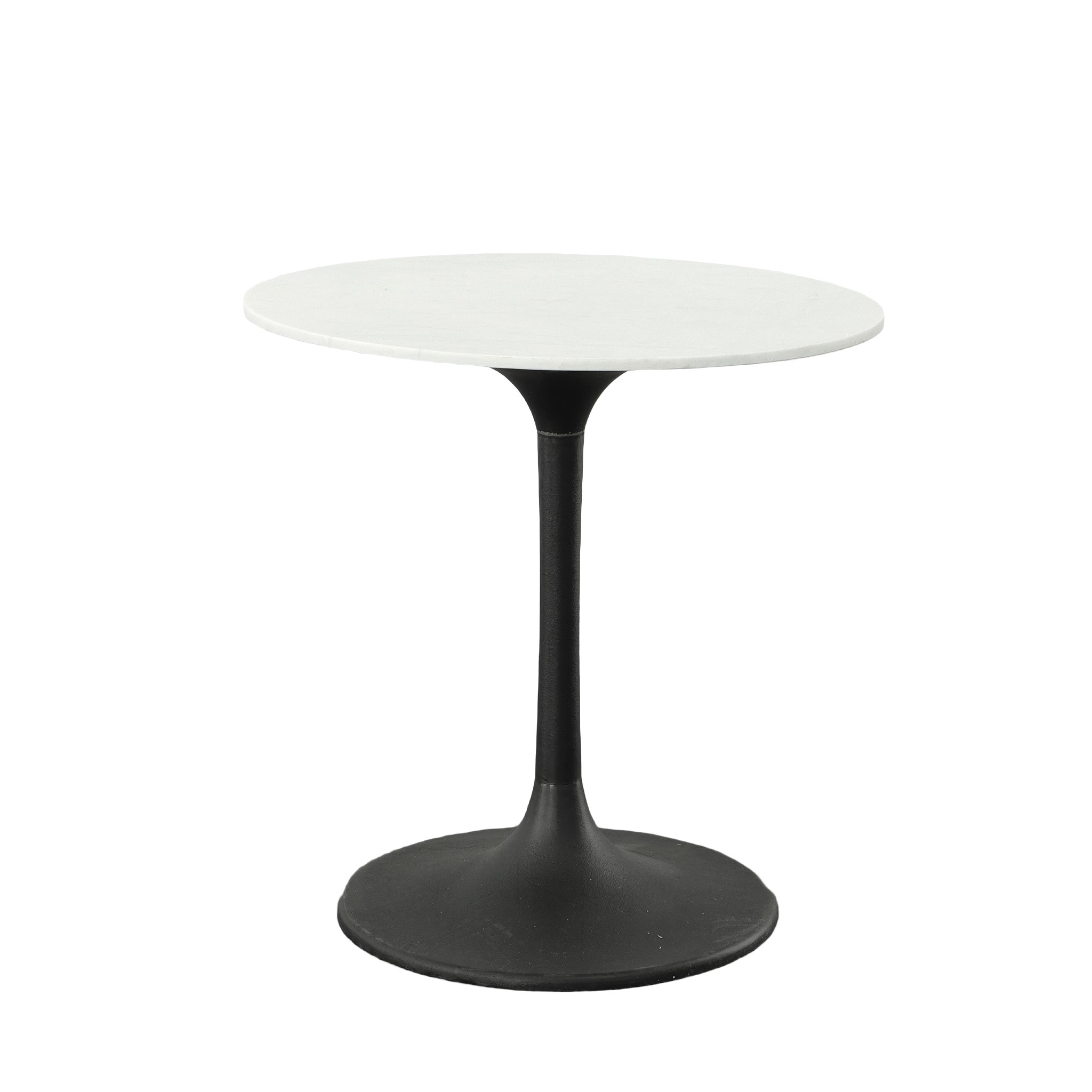Carolina Cottage MT3030-T-BLK Black Round Contemporary/Modern Dining Table, Marble with Powder Coated Iron Pedestal Base 30-in L x 30-in H