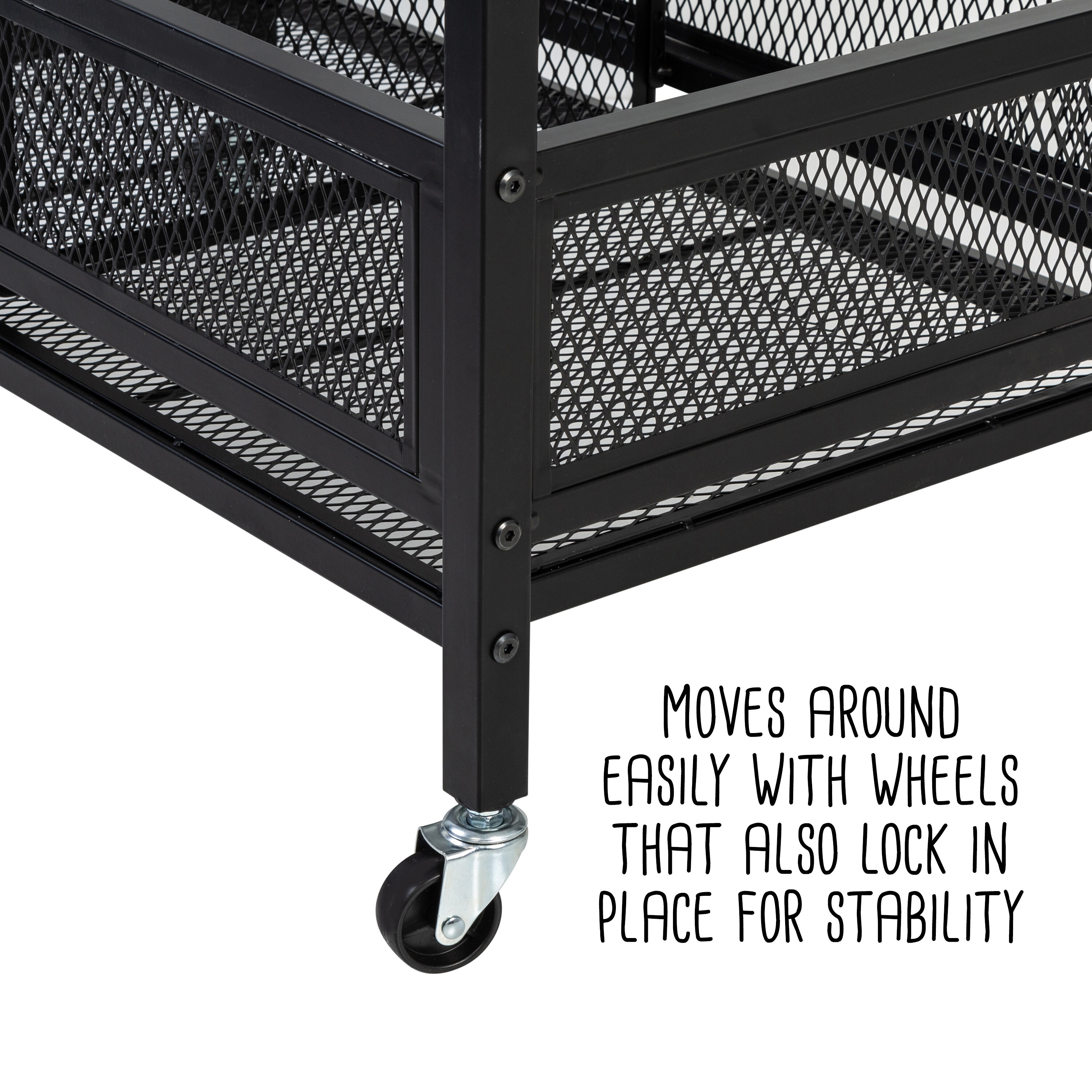 Black Steel Multi-Purpose Utility Cart with Wheels