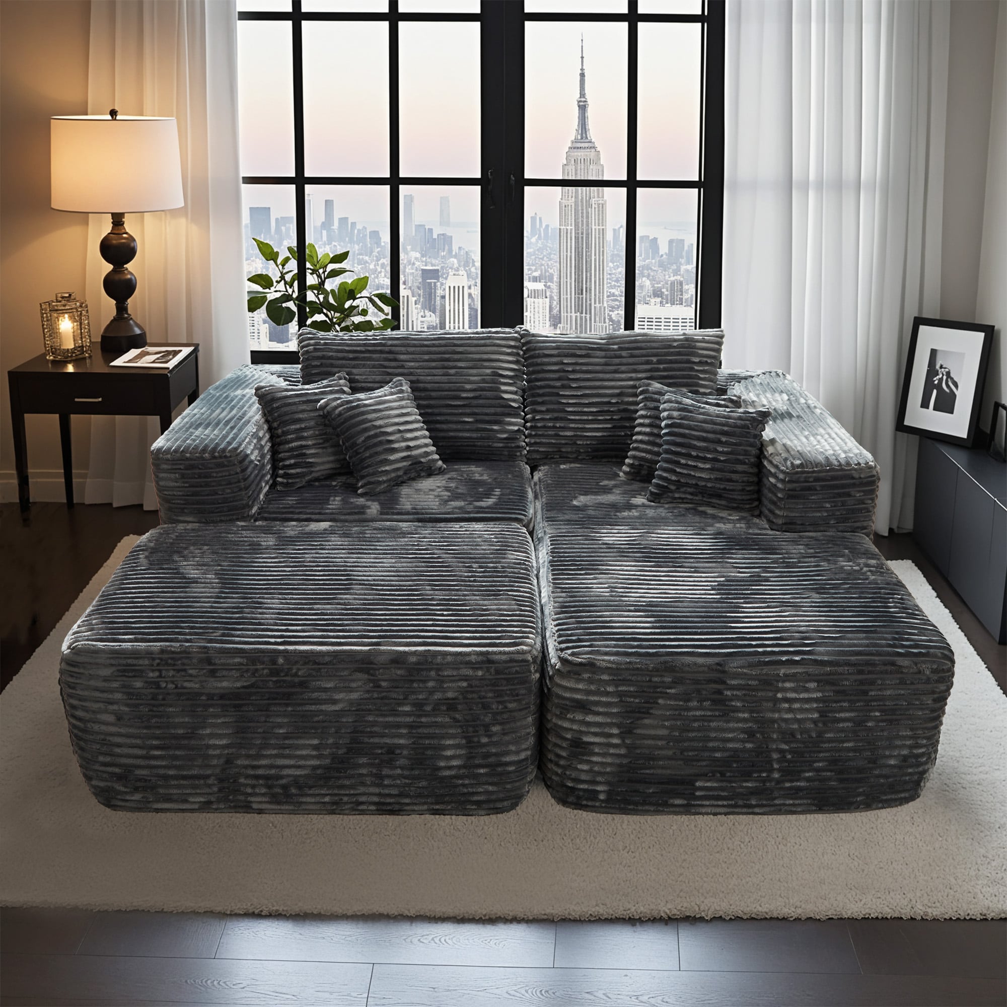 ALTRIGUS 6L-MOMOR910-AL 79.5-Inches Casual Right Chaise-Gray 3 -seater Sectional