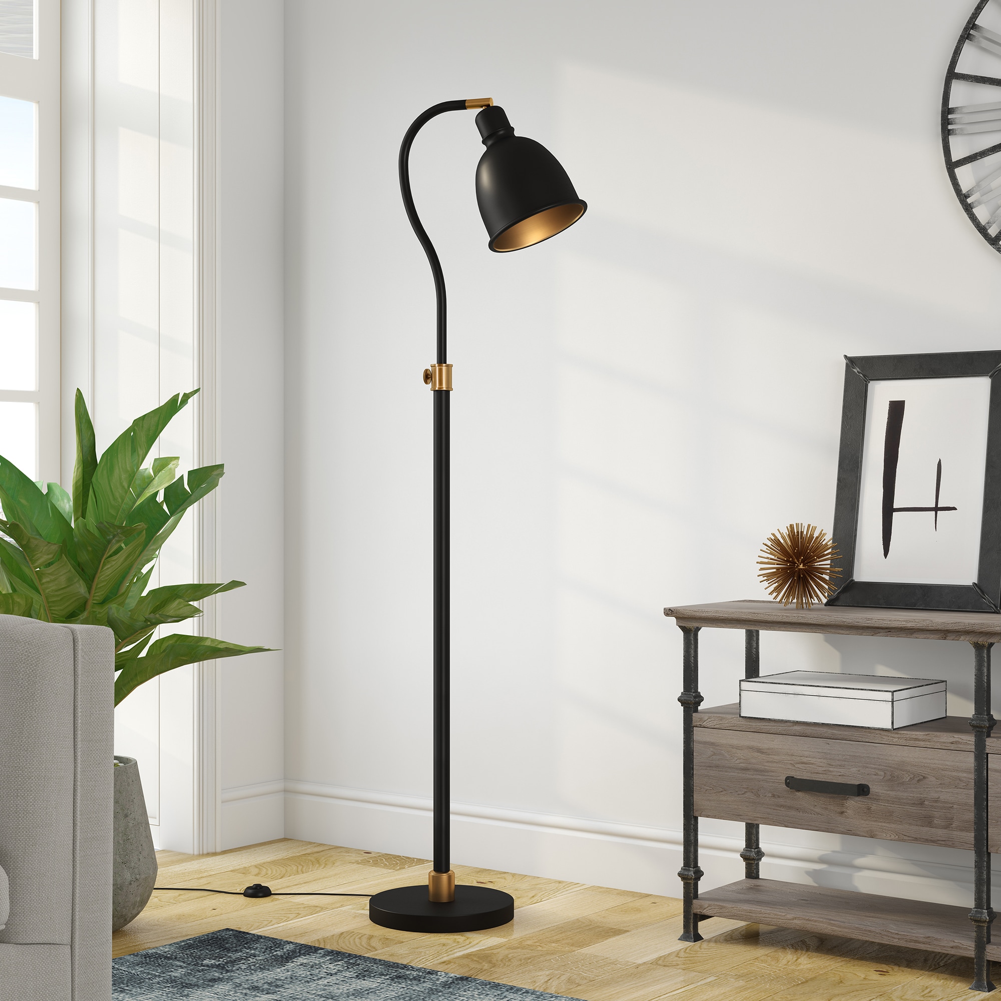 Hailey Home FL0299 Vincent 68-in Blackened bronze Standard Floor Lamp with Metal Shade