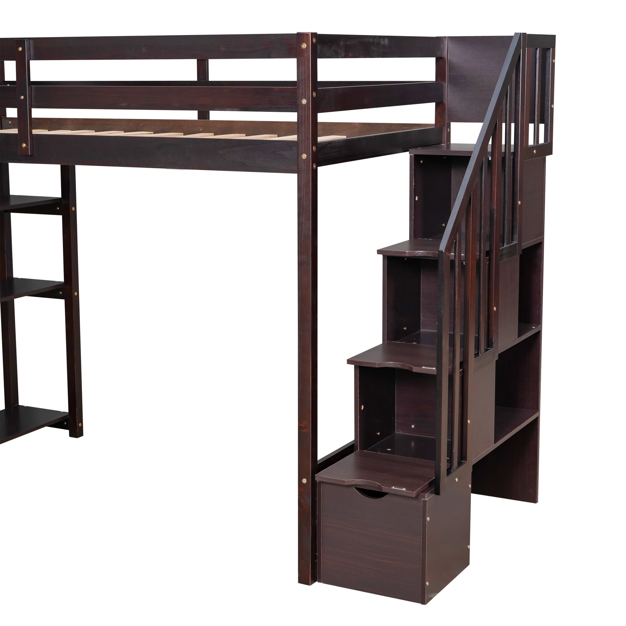 Yiekholo Espresso Twin Loft Bunk Bed in the Bunk Beds department at ...