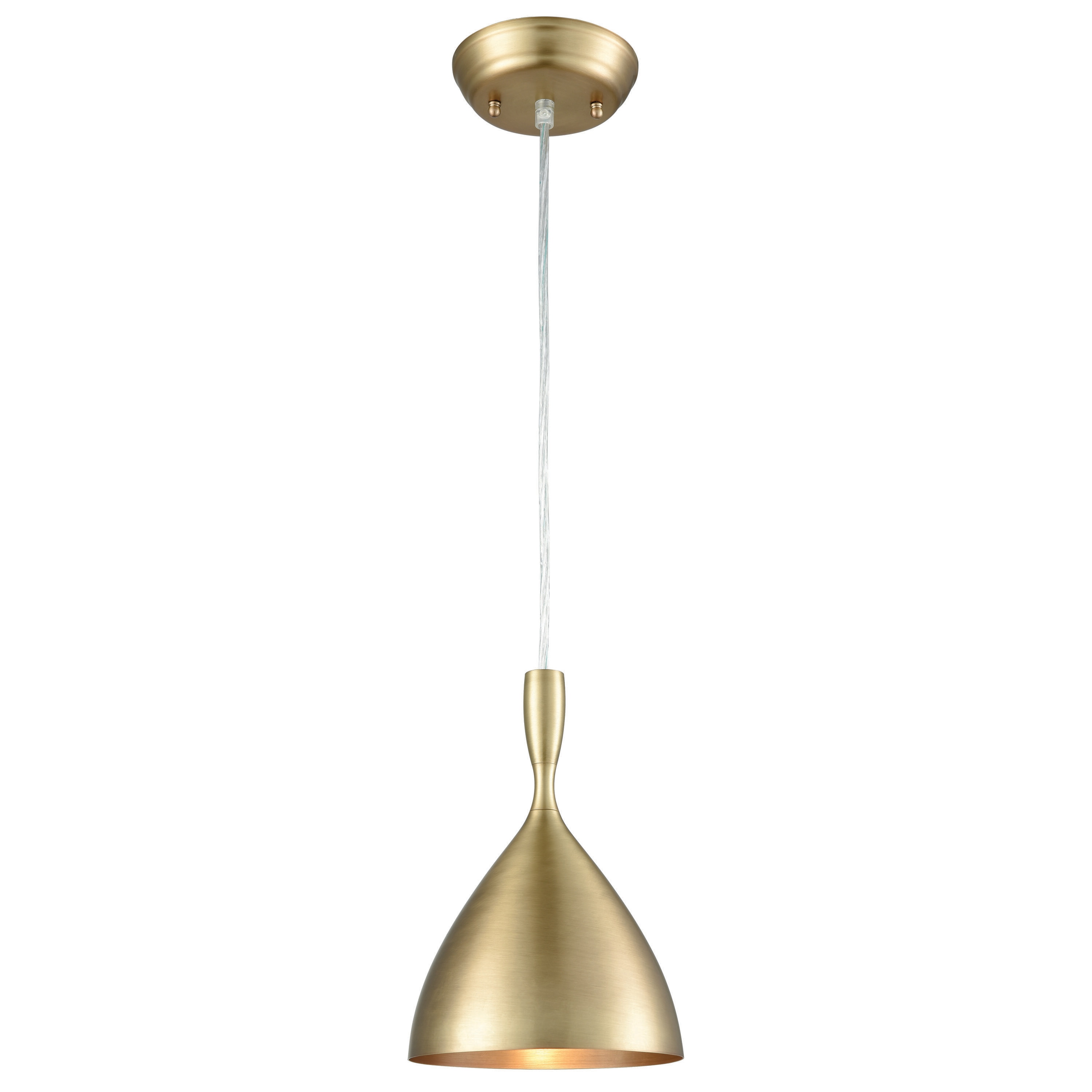 French Brass Mini Pendant Light with Glass Shade