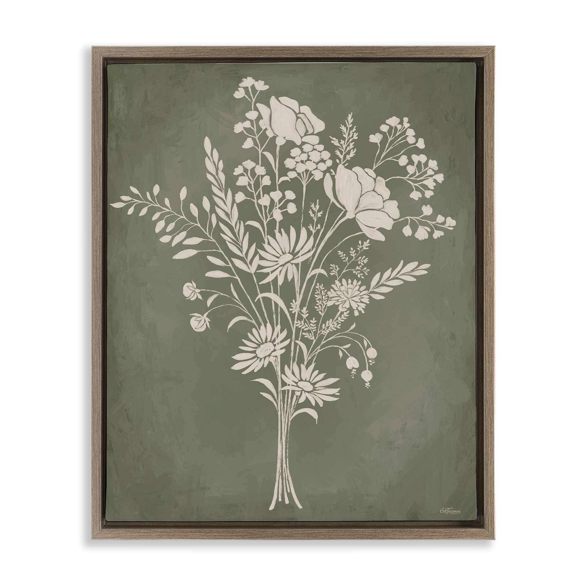 Stupell Industries BT-602-FFE-16X20 Wildflower Impression Bundle Brown Framed Floater Canvas Wall Art By Cat Thurman Designs 17 x 21