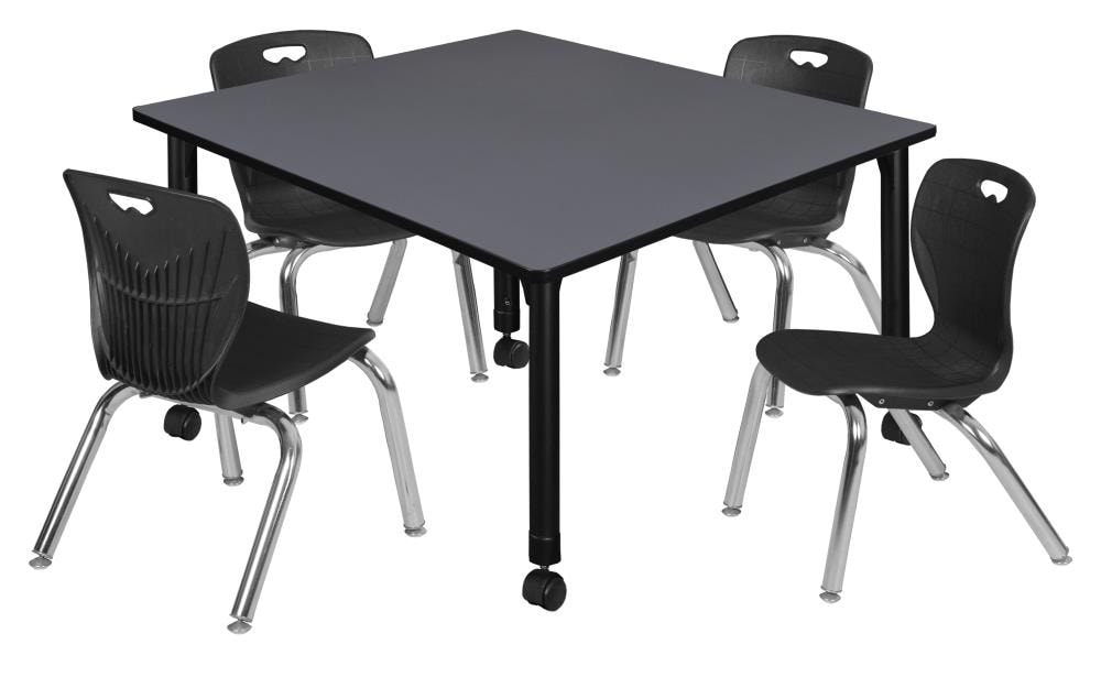 Regency TB4848GYAPCBK45BK Classroom Tables Gray 4-Person Training Table (48-in W x 34-in H)