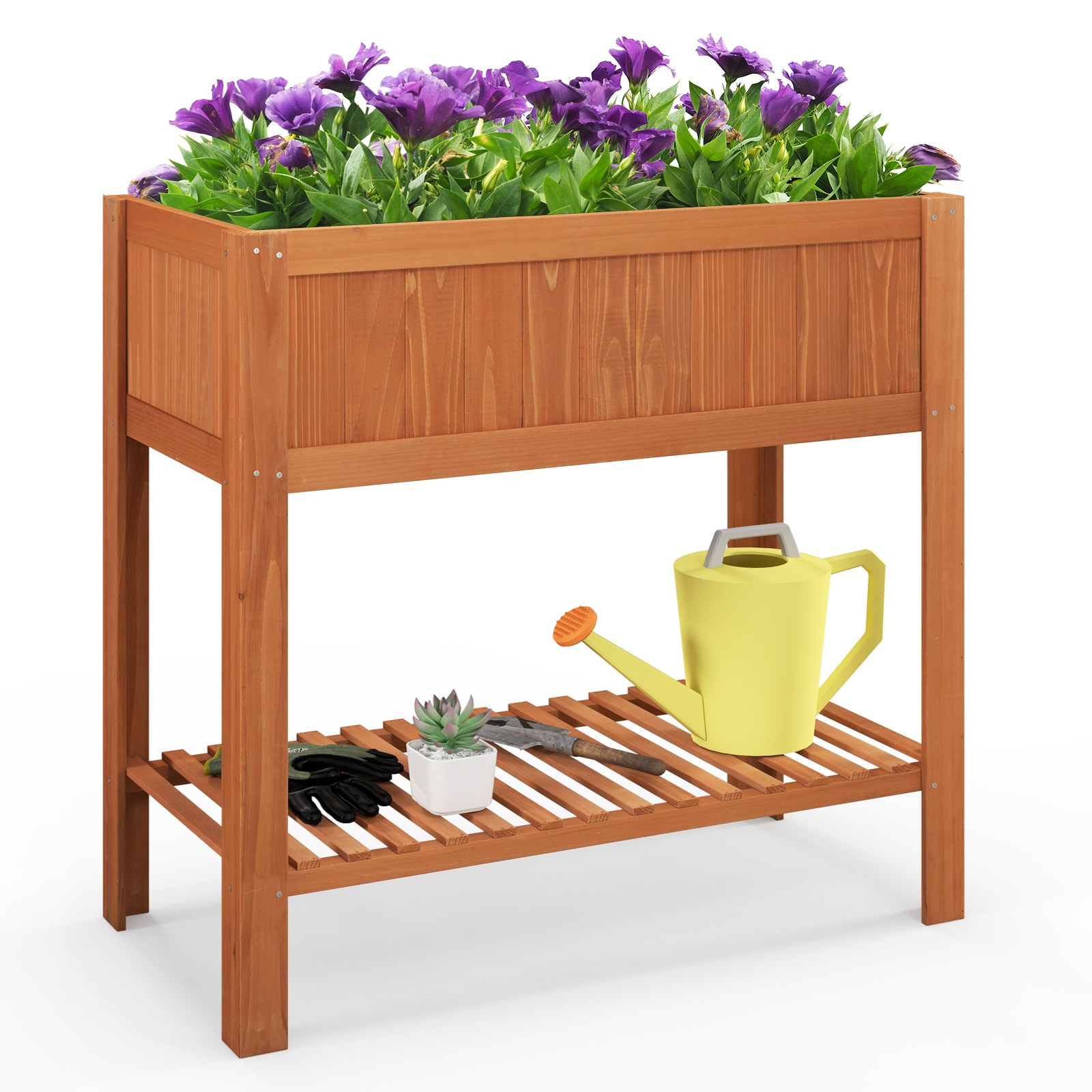 Poinic CWGT4174BN 20-in W x 39-in L x 39-in H Brown Wood Raised Planter Box