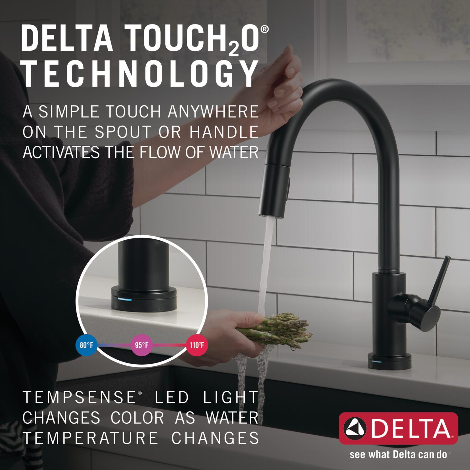 Delta Trinsic VoiceIQ Matte Black Single Handle Pull-down Touchless Kitchen  Faucet with Deck Plate in the Kitchen Faucets department at