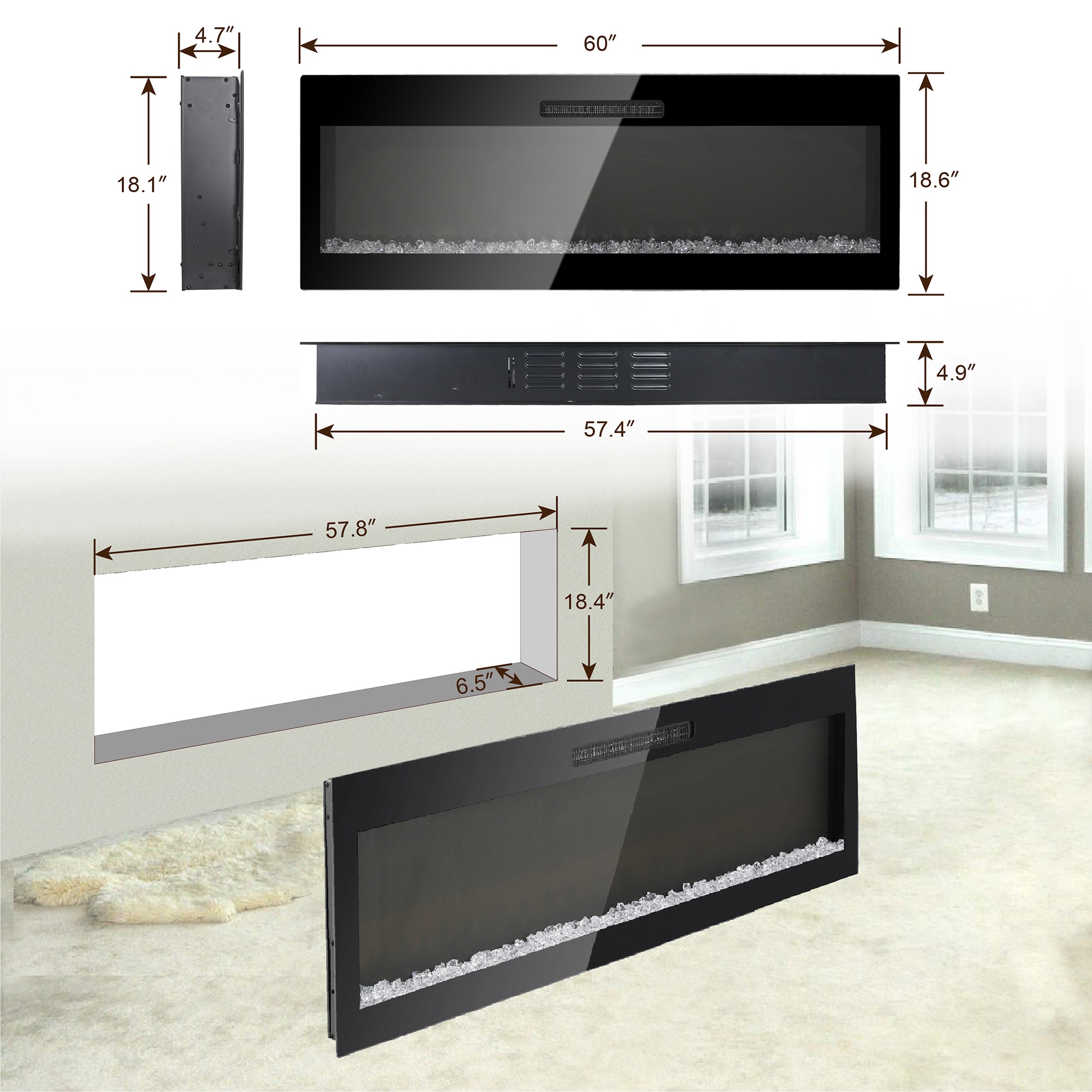 SINOFURN SYC070029BK Electric-Fireplaces - View #7