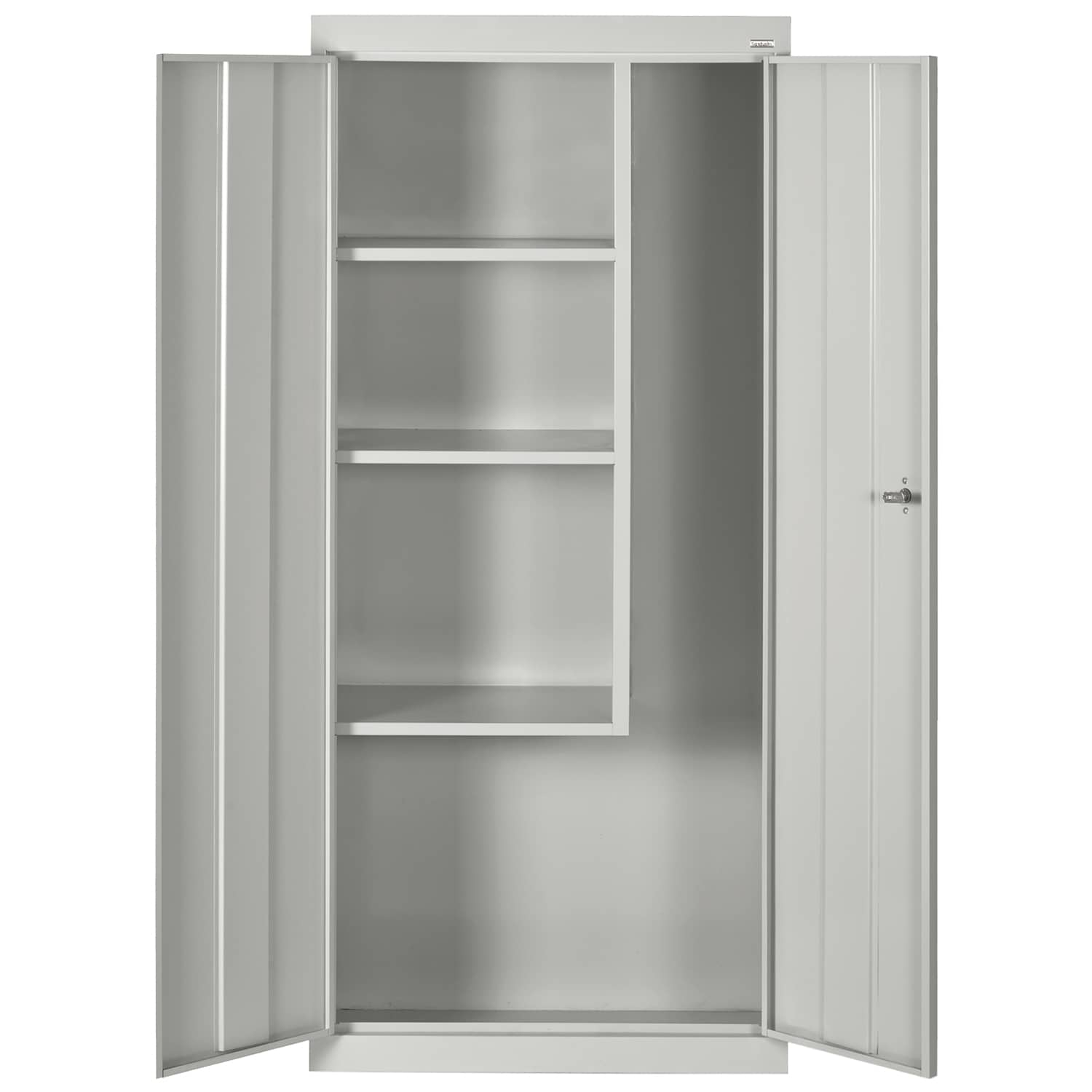 Dove Gray Lockable Steel Janitorial Cabinet with Spill Containment