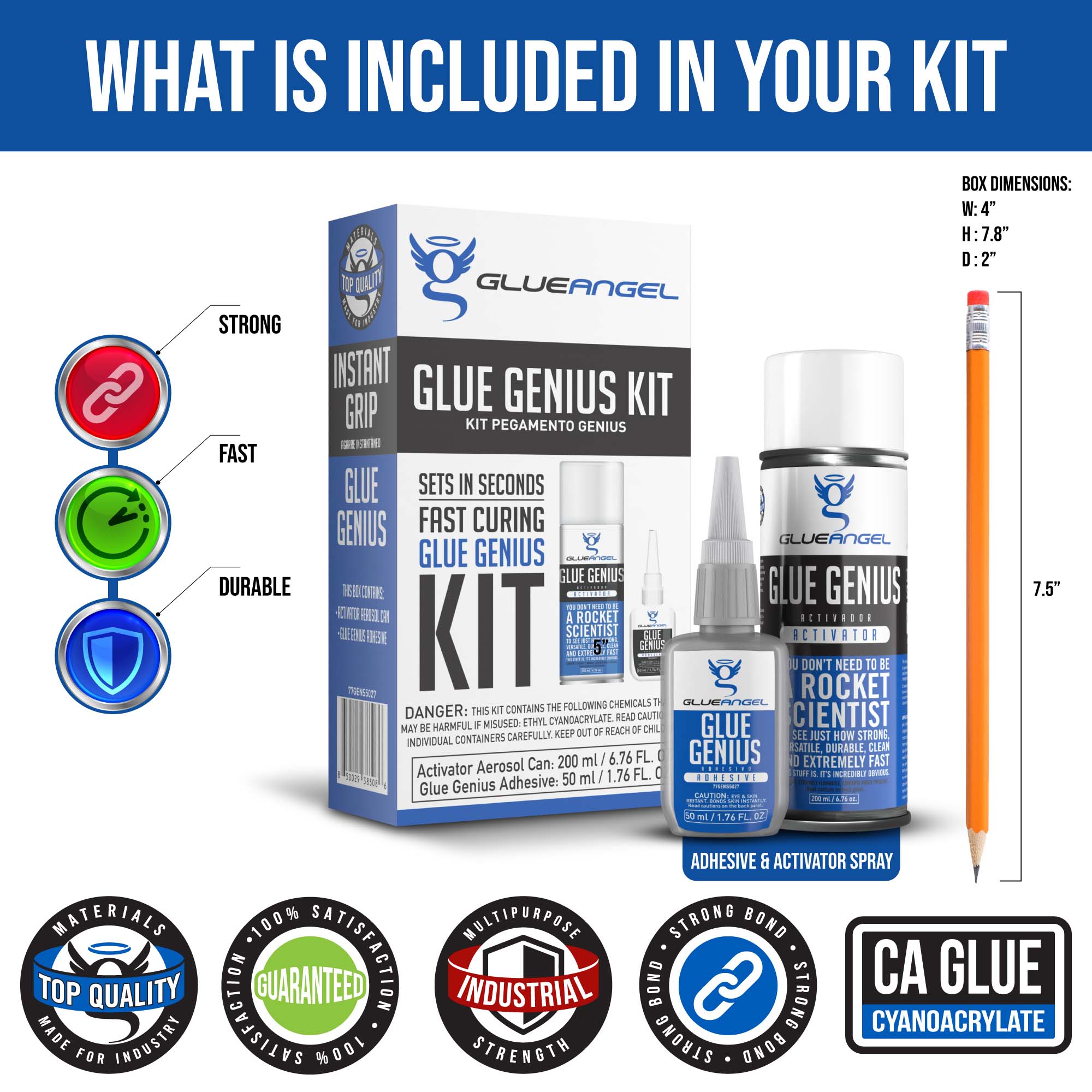 Glue Angel Glue Genius Super Glue and Activator Kit 8.45-fl oz Liquid All Purpose, Quick Dry, Flexible Multipurpose Adhesive | 77GENS5027