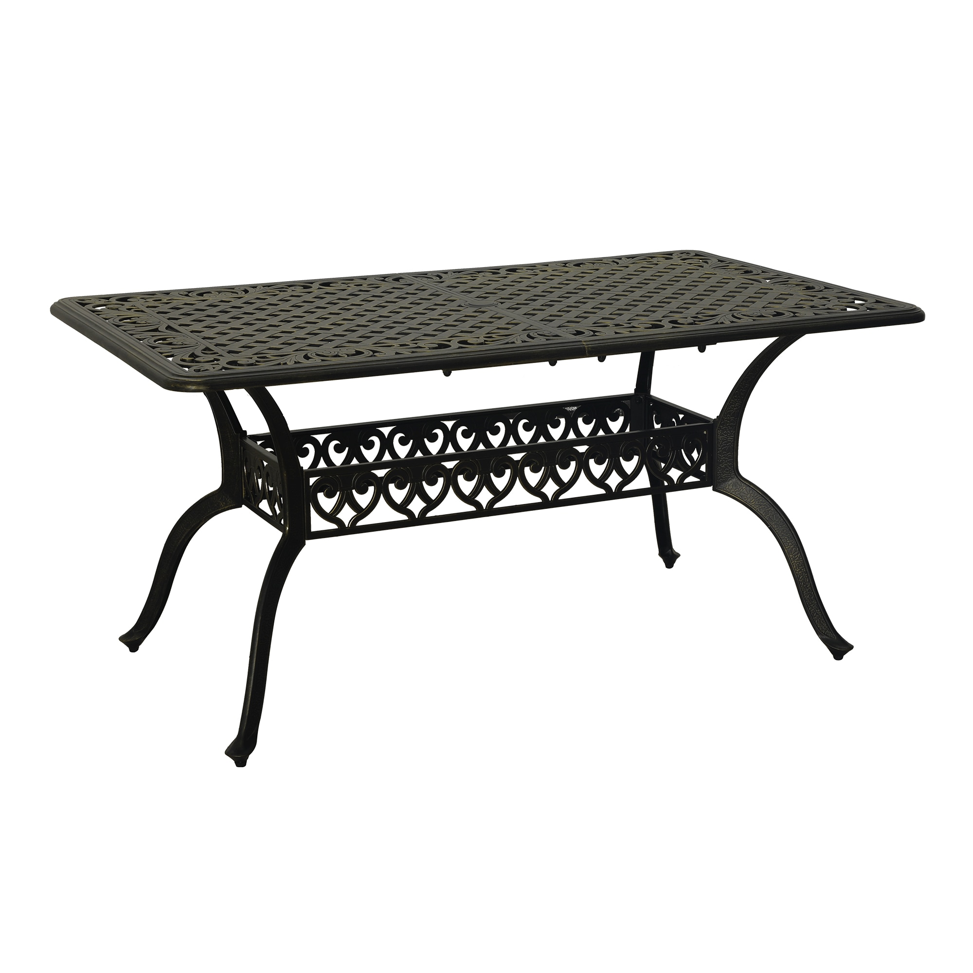 Clihome CL-XG150SQ-BR Cast Aluminium Patio Table Rectangle Outdoor Dining Table 35-in W x 59-in L with Umbrella Hole
