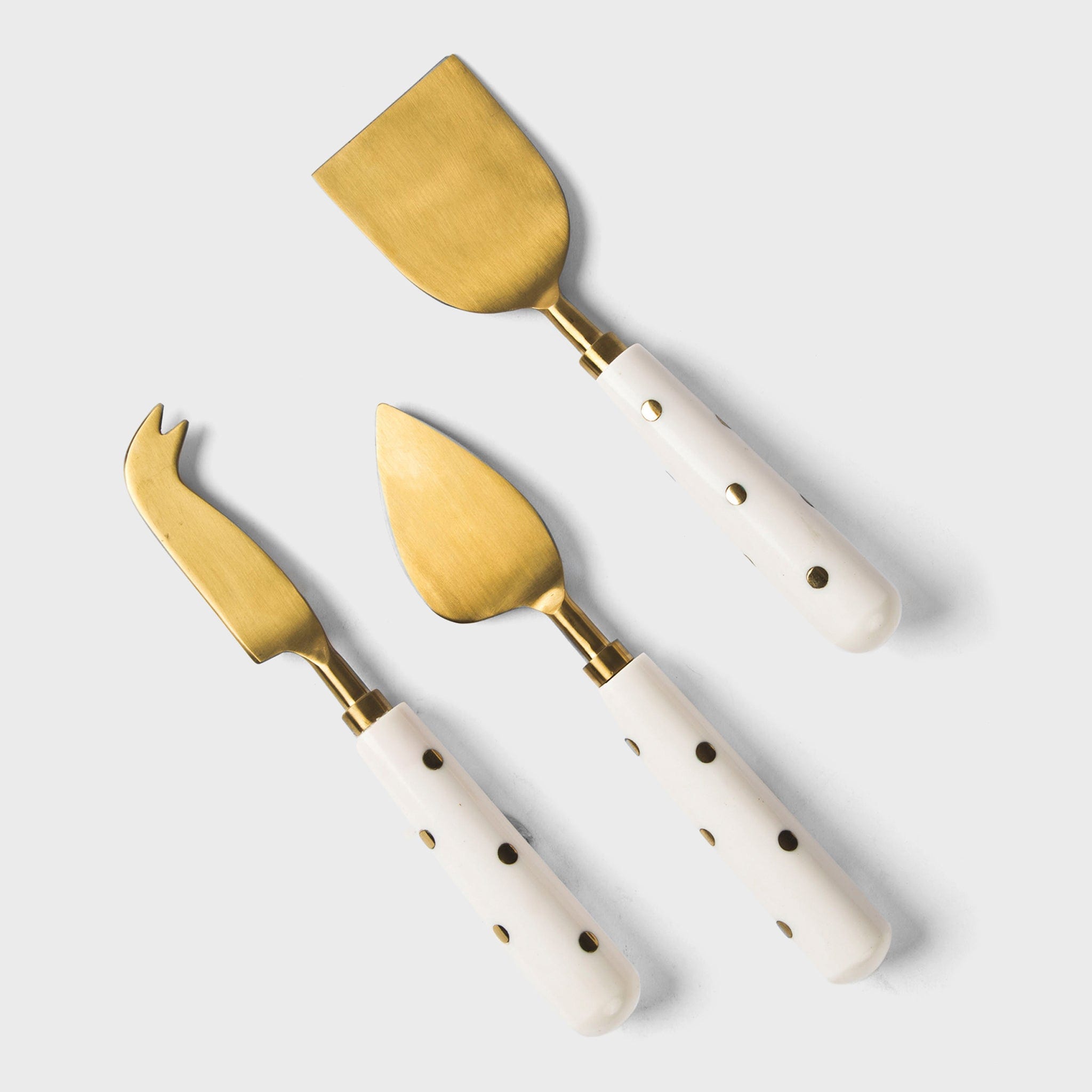 Mela Artisans Sitara Cheese Server Set - 3-Piece Stainless Steel Trio with Ivory Handles