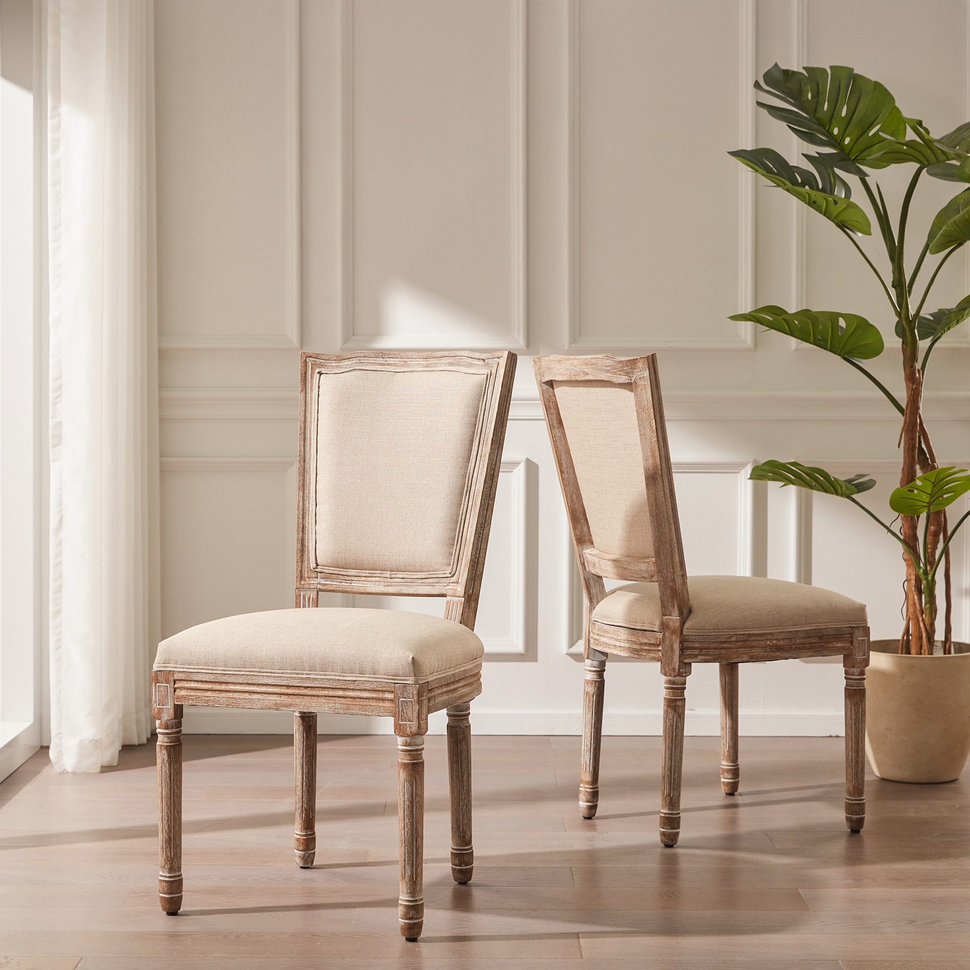 Dovelina LS-A-GE17090 Set of 2 Country Upholstered Dining Side Chair (Wood Frame)