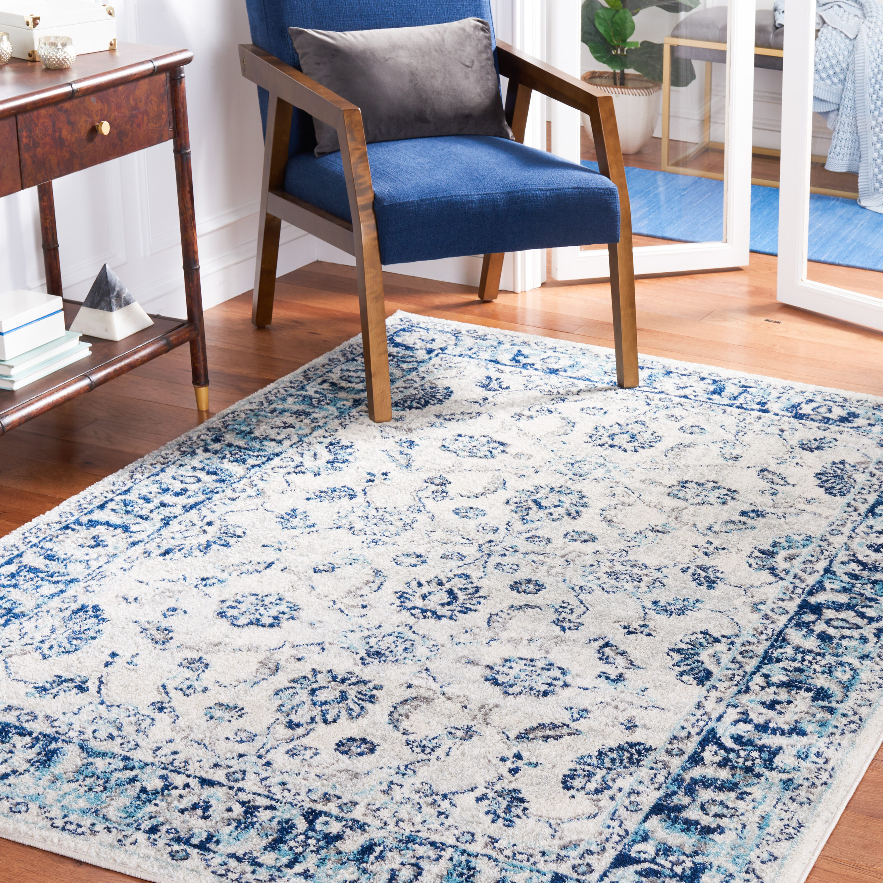 Tulum 281B Ivory Blue 4 x 6 Rectangular Area rug