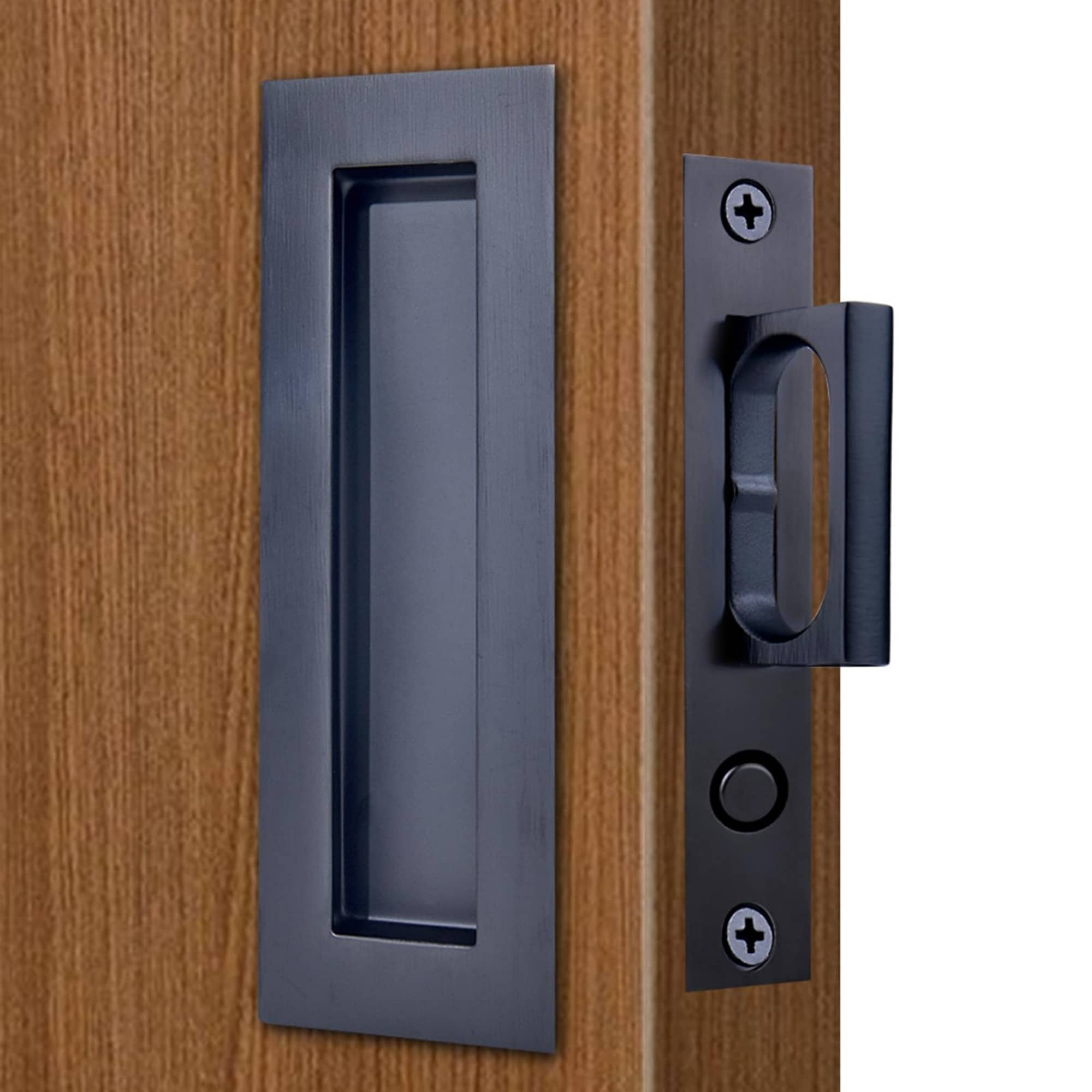Numhew 6in L 1-Set Recessed Flush Matte Black Pocket Door Handle #NHDREW42142