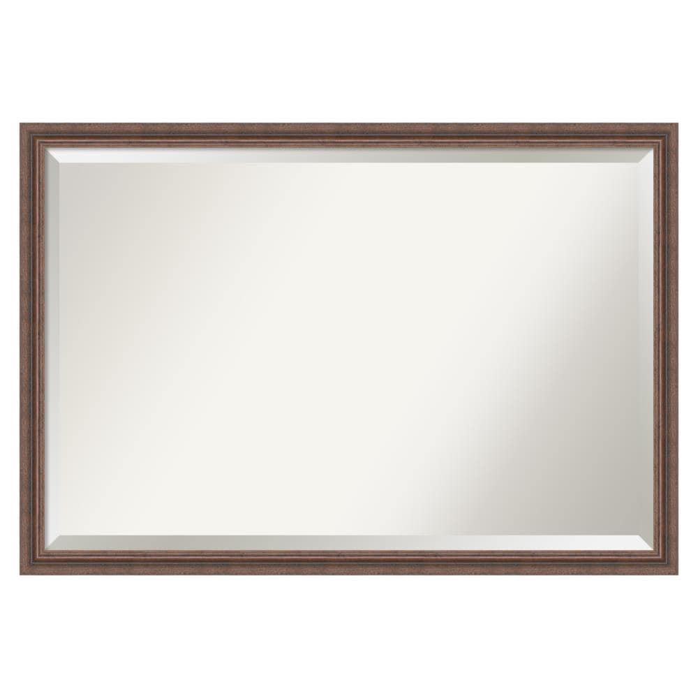 Amanti Art DSW5320746 Distressed Rustic 38.38-in x 26.38-in Framed Rectangle Bathroom Vanity Mirror ( Distressed Brown )