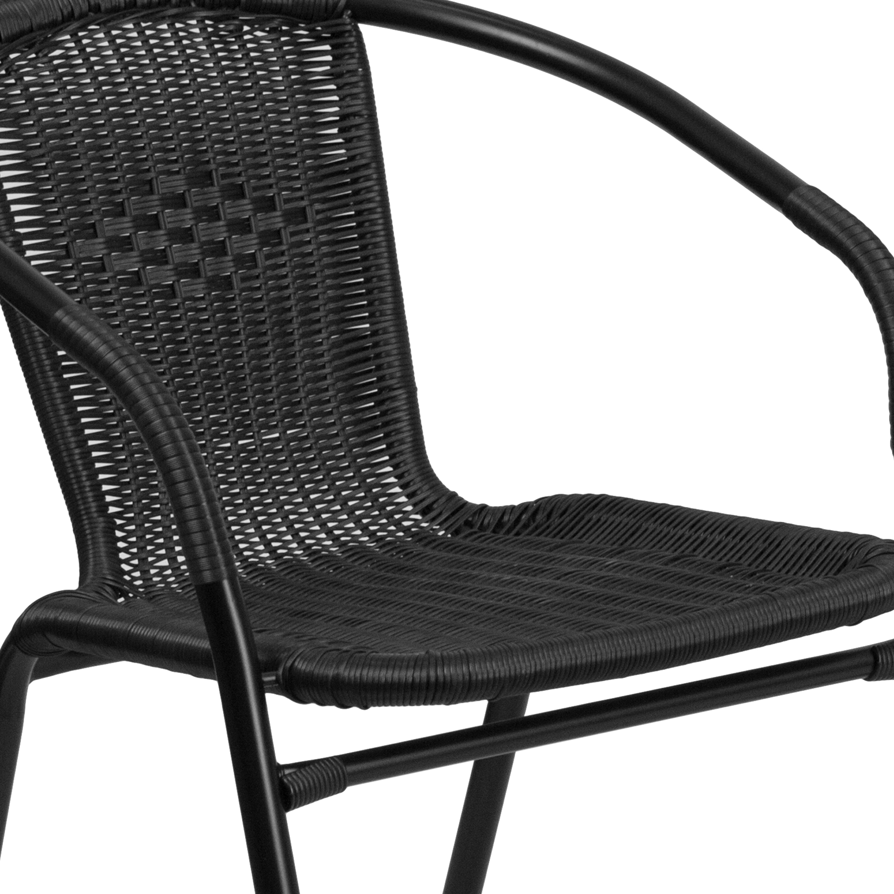Clear Glass and Black Rattan 3-Piece Bistro Set
