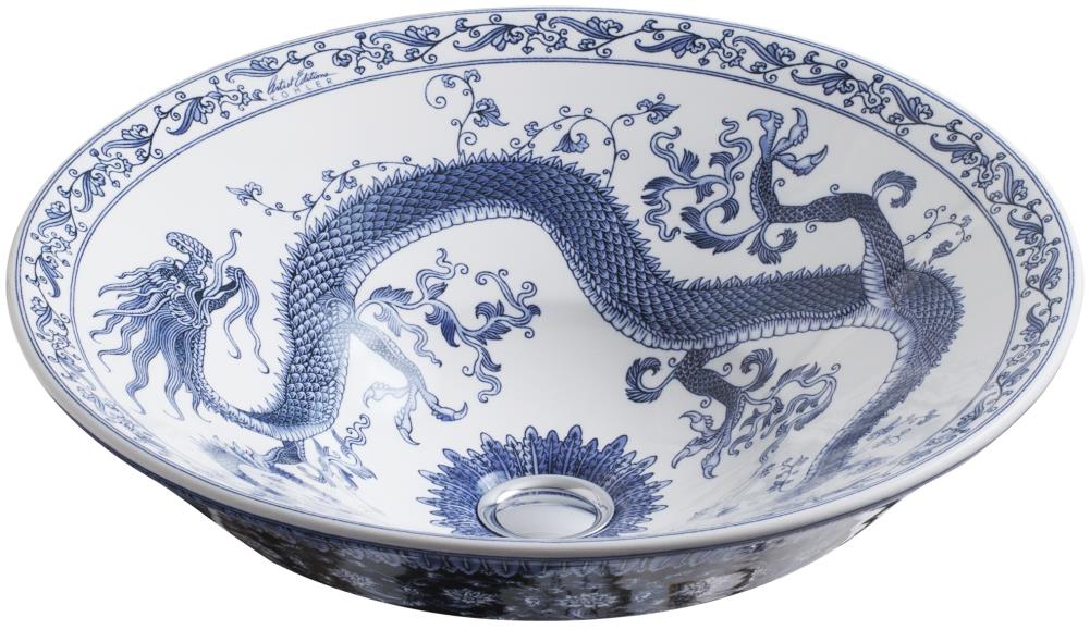 KOHLER 14223-VB-0 Artist Editions Imperial Blue Vessel Round Traditional Bathroom Sink (16.25-in x 16.25-in)