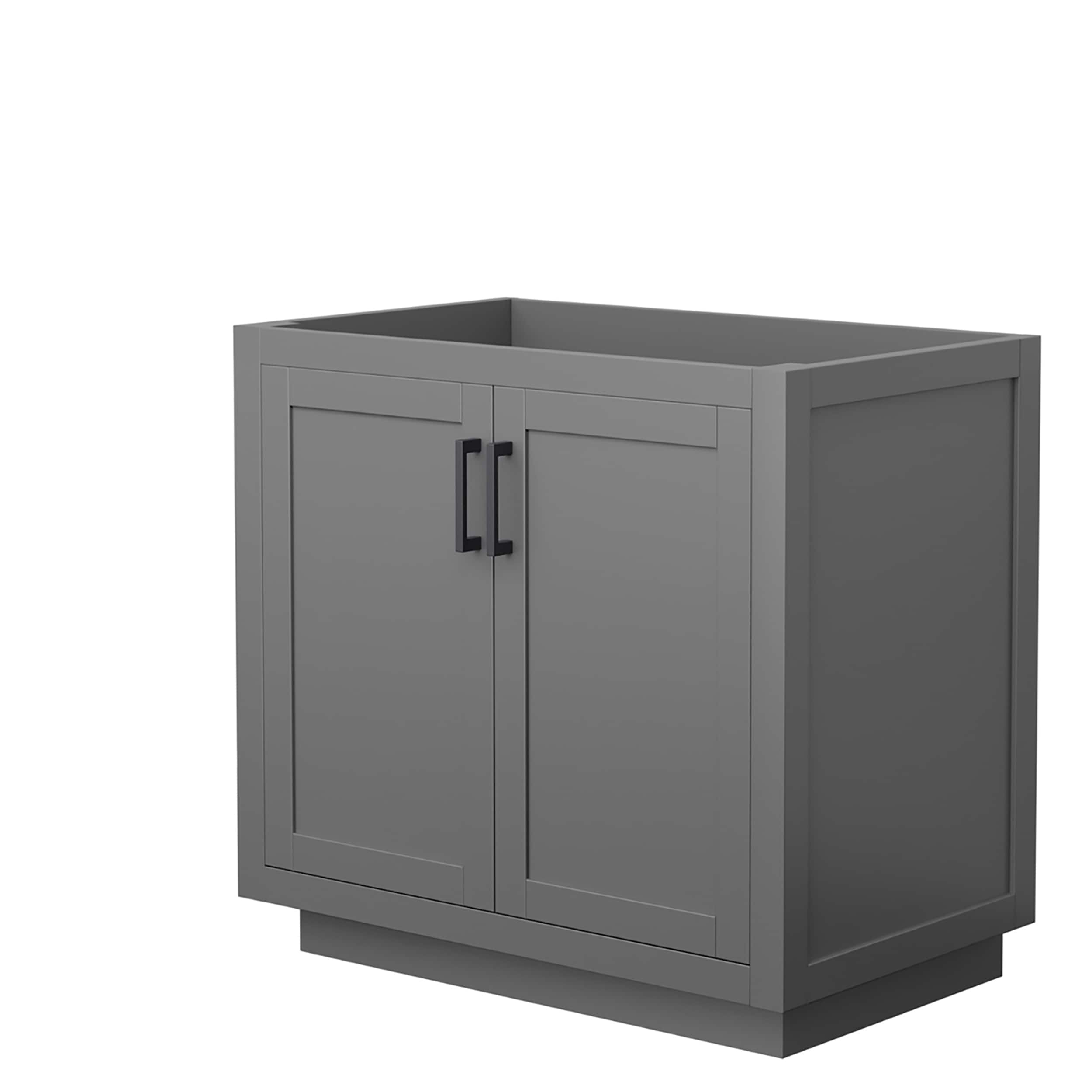 Wyndham Collection WCF292936SGBCXSXXMXX Miranda 36-in Dark Gray with Matte Black Trim Bathroom Vanity Base Cabinet without Top