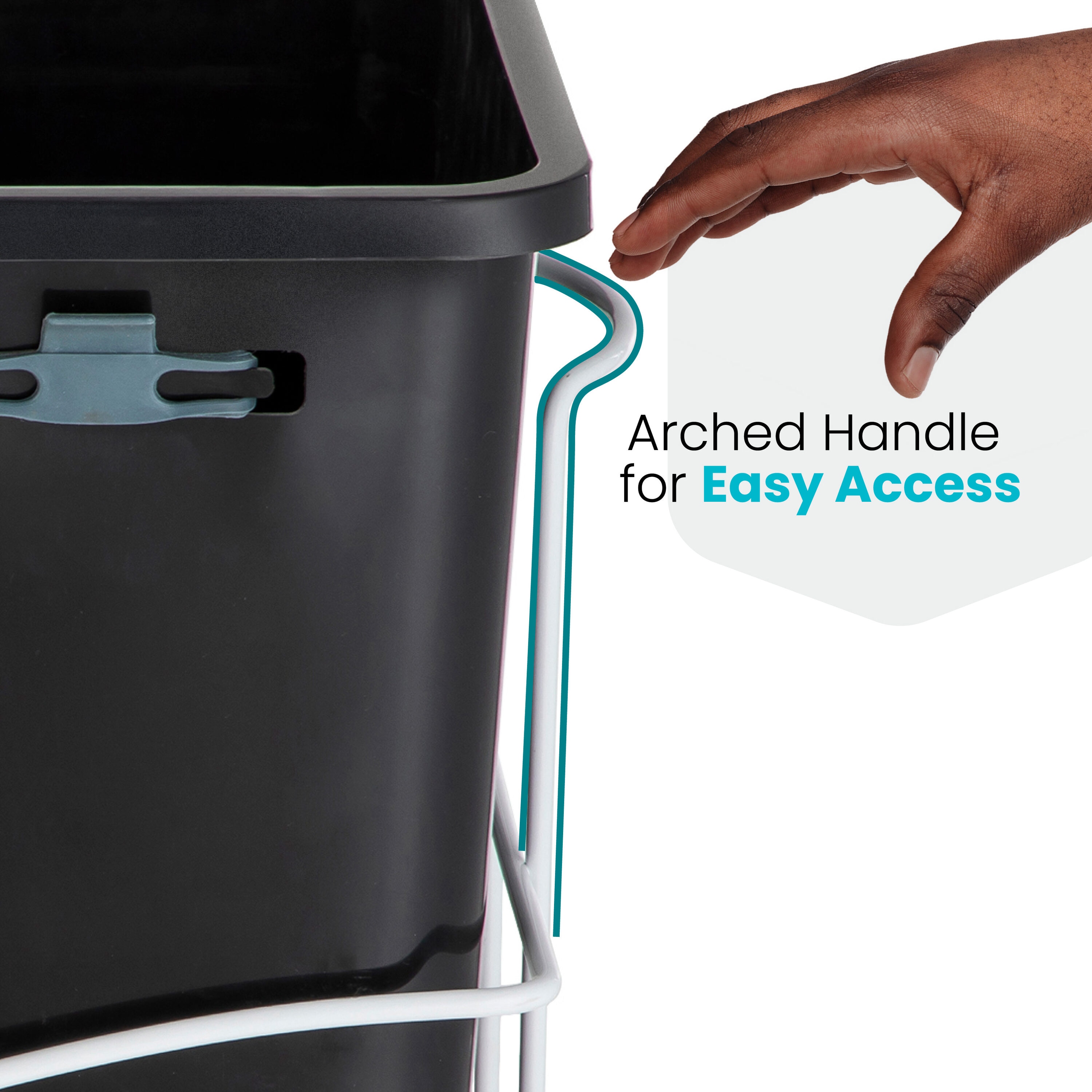Dual Compartment Black and Blue Plastic Pull-Out Kitchen Trash Can