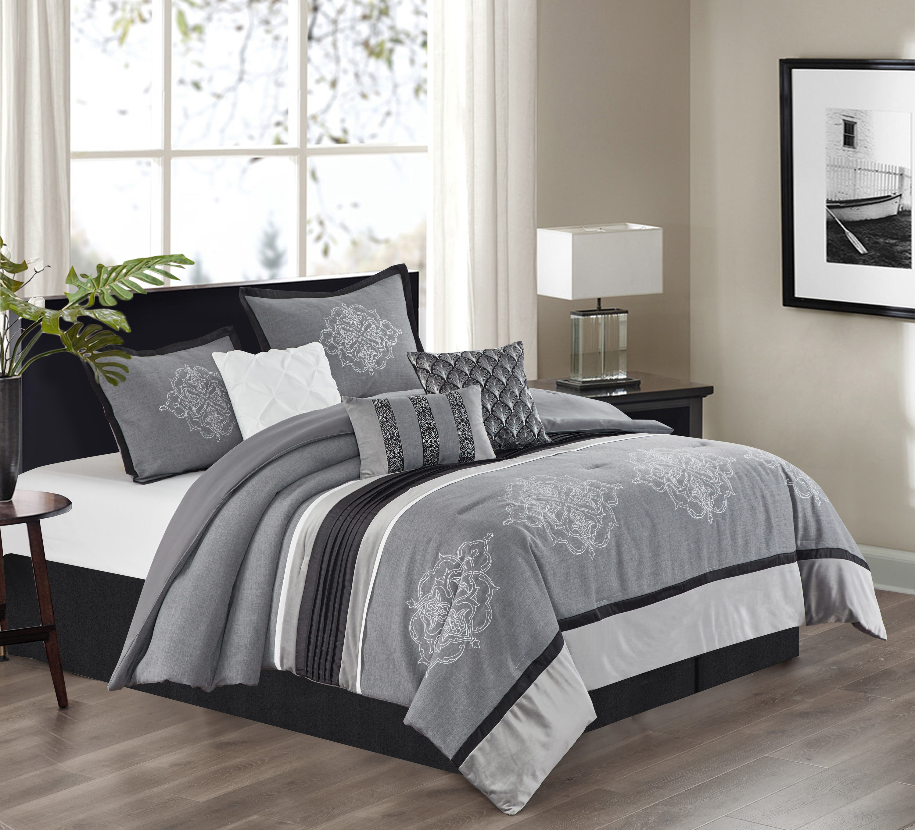 Grand Avenue 7-Piece Grey California King Comforter Set at Lowes.com