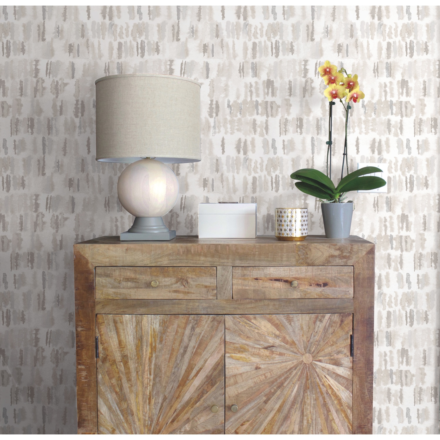 RoomMates RMK12579RL 28.29-Sq. Feet Neutral Vinyl Geometric Self-adhesive Peel and Stick Wallpaper
