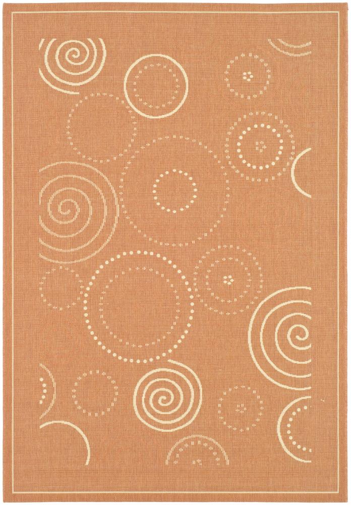 Safavieh CY1906-3202-6 Courtyard Circles 7 x 10 (ft) Loomed Polypropylene Terracotta/Natural Rectangular Indoor/Outdoor Abstract Coastal Area rug