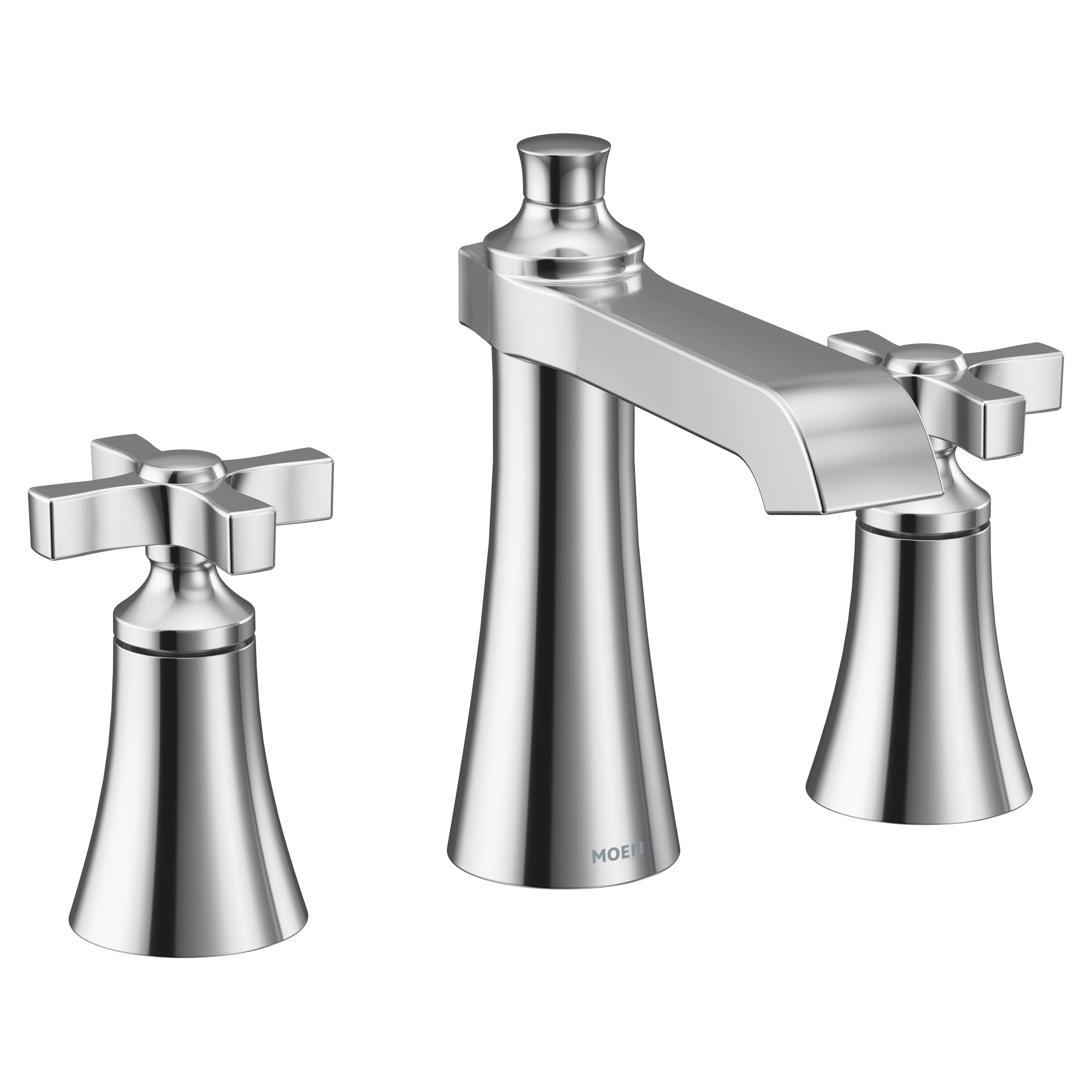 Moen TS6985 Flara Chrome Widespread 2-handle WaterSense Low-arc Residential Handle Bathroom Sink Faucet with Drain