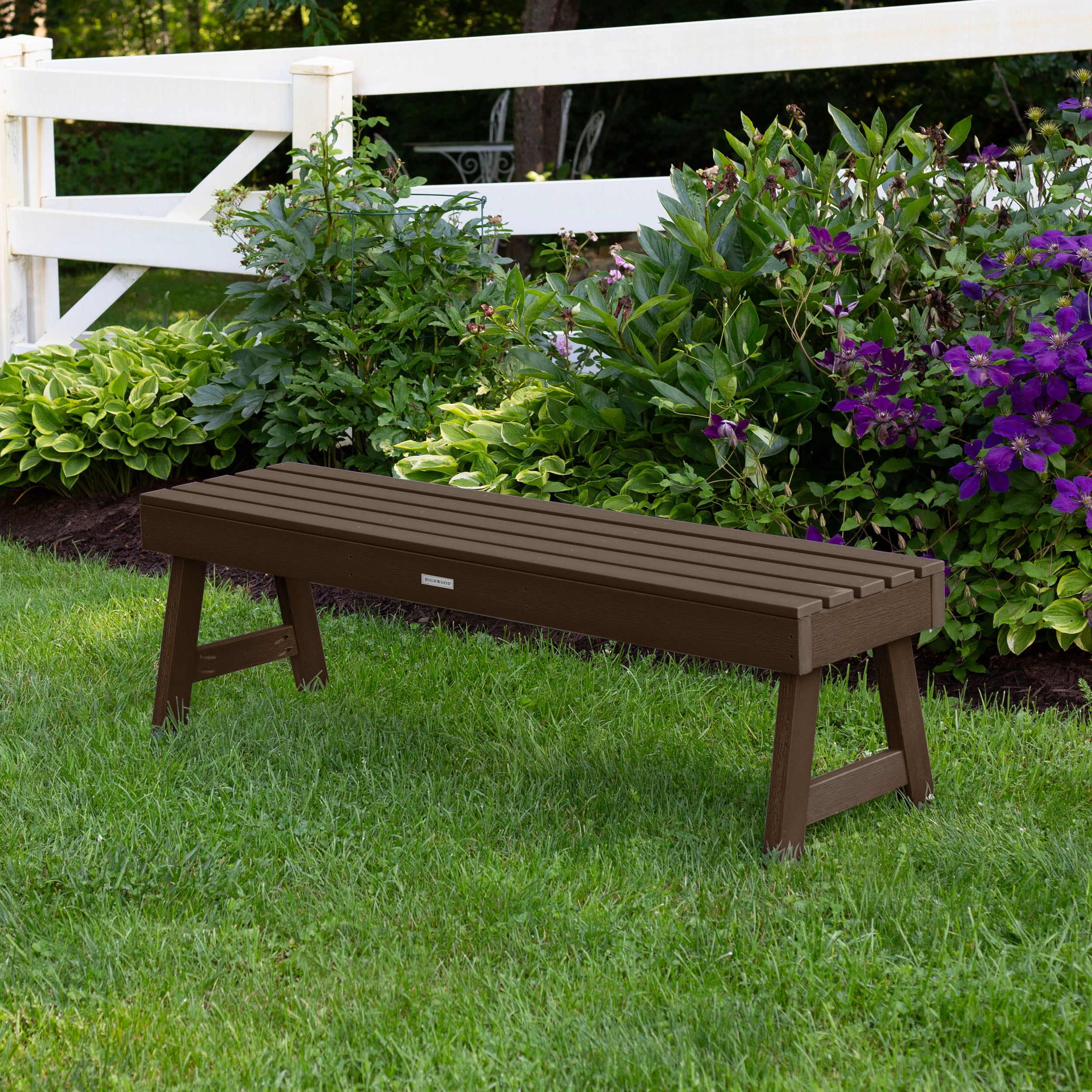 highwood Weatherly 56.63-in W x 16.69-in H Weathered Acorn Plastic Dining Bench