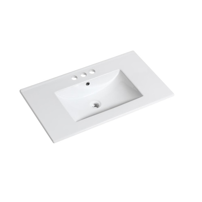 Saint Birch 32-in White Ceramic Drop-In Single Sink 3-Hole Bathroom ...