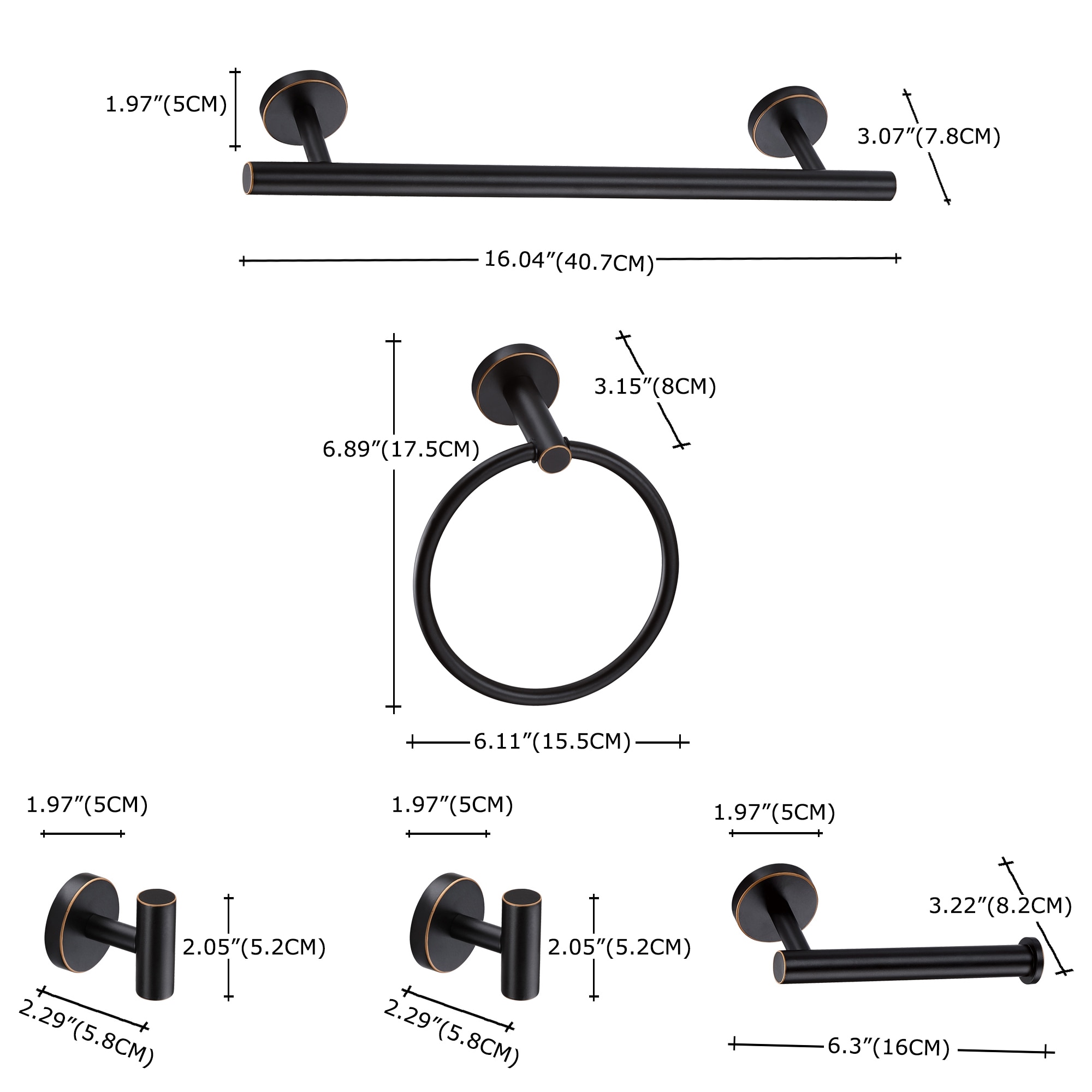 FAYMART LIGHTING FLB16989-TB-ORB Decorative-Bath-Hardware-Kits - View #2