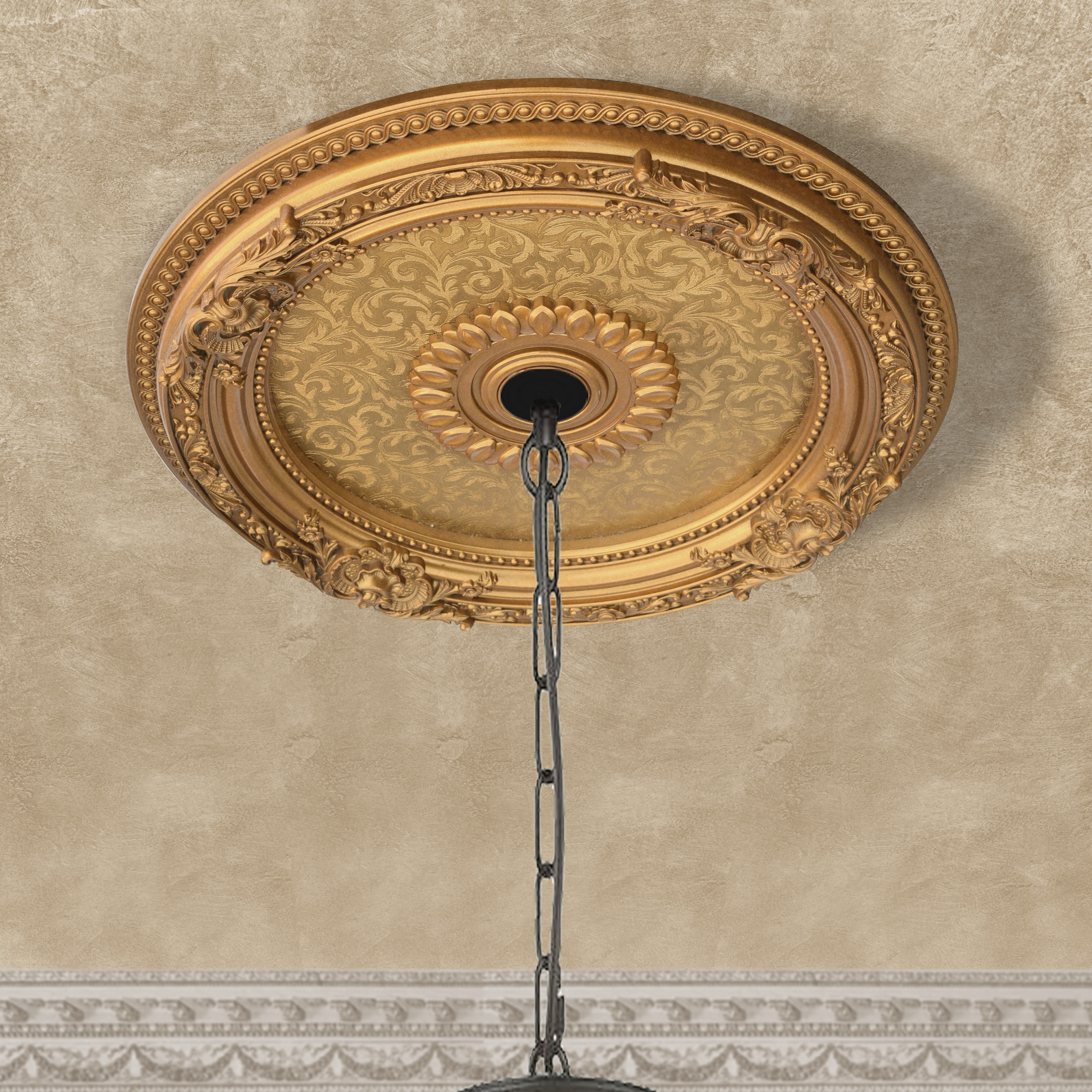 Golden Floral Polystyrene Ceiling Medallion, 24 Inches