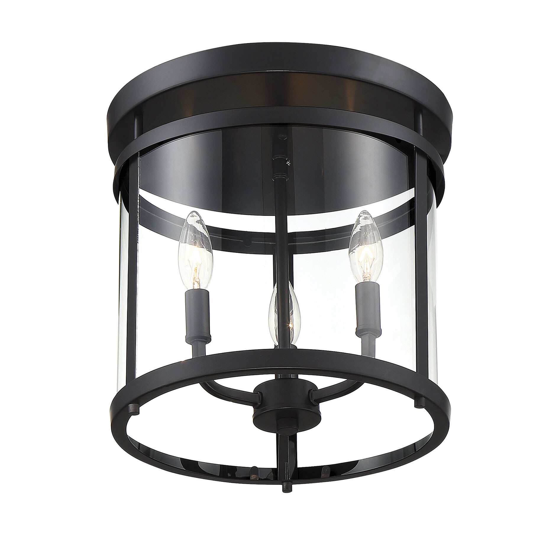 Penrose Matte Black 3-Light Semi-Flush Mount with Clear Glass
