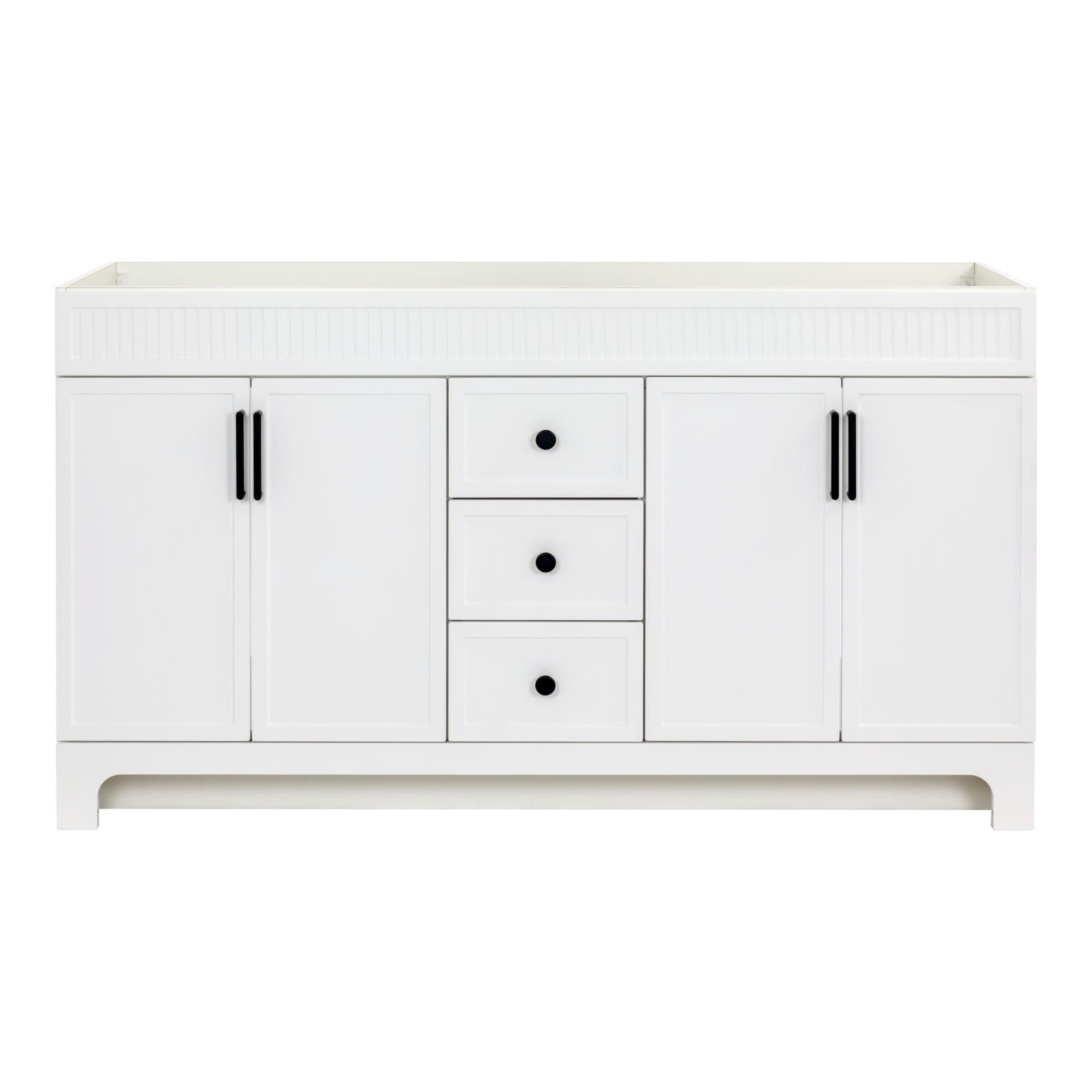 Style Selections Leo 60-in True White Bathroom Vanity Base Cabinet without Top #LWW081060P1-WH