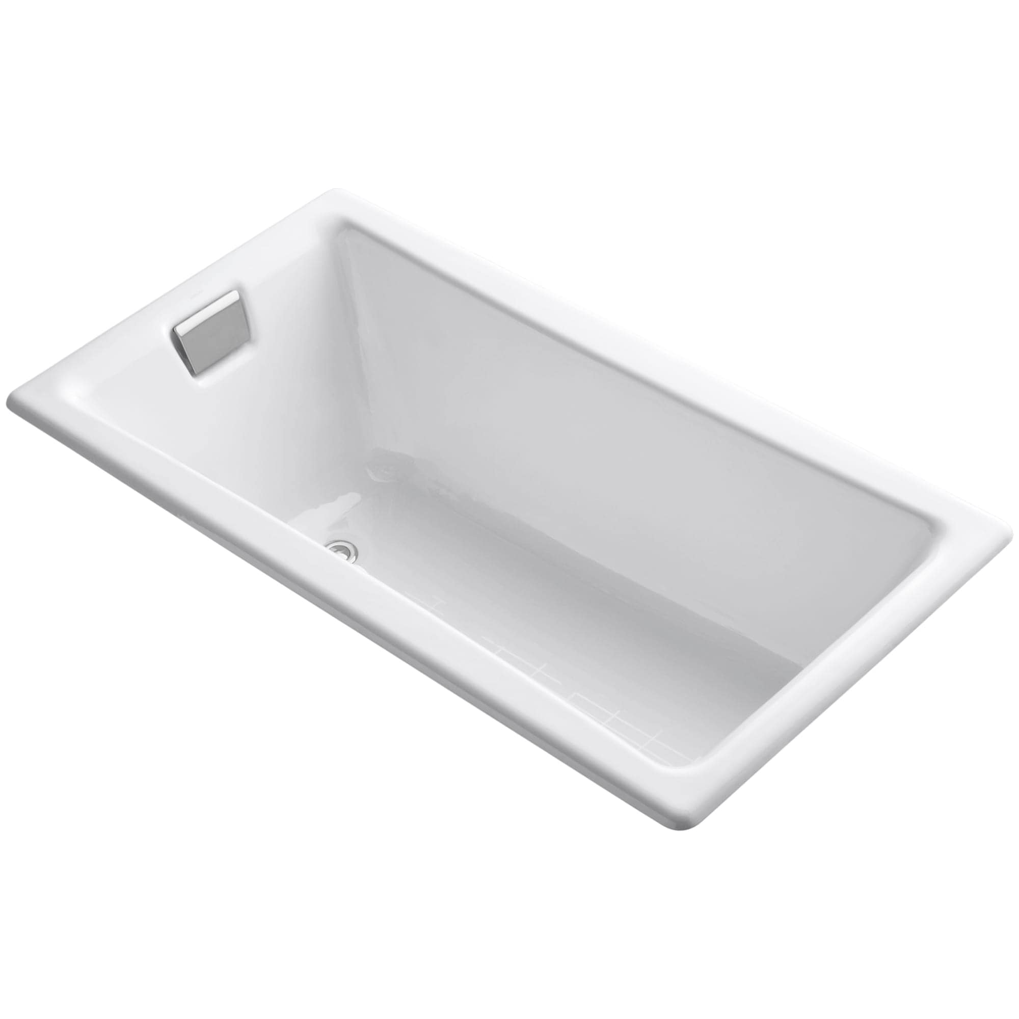 KOHLER 850-0 Tea-for-Two 32.0-Inches x 60.0-Inches White Cast iron Rectangular Drop-in Soaking bathtub ( Reversible Drain )