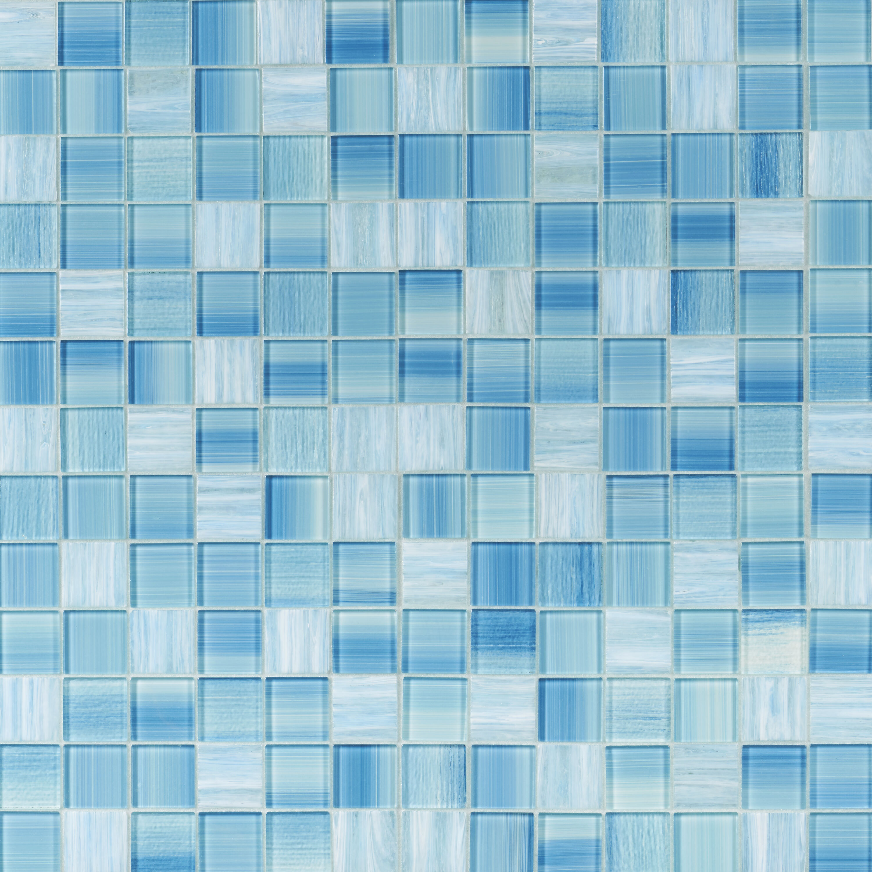 Toluca Teal Polished Glass Mosaic Tile 12'' x 12''