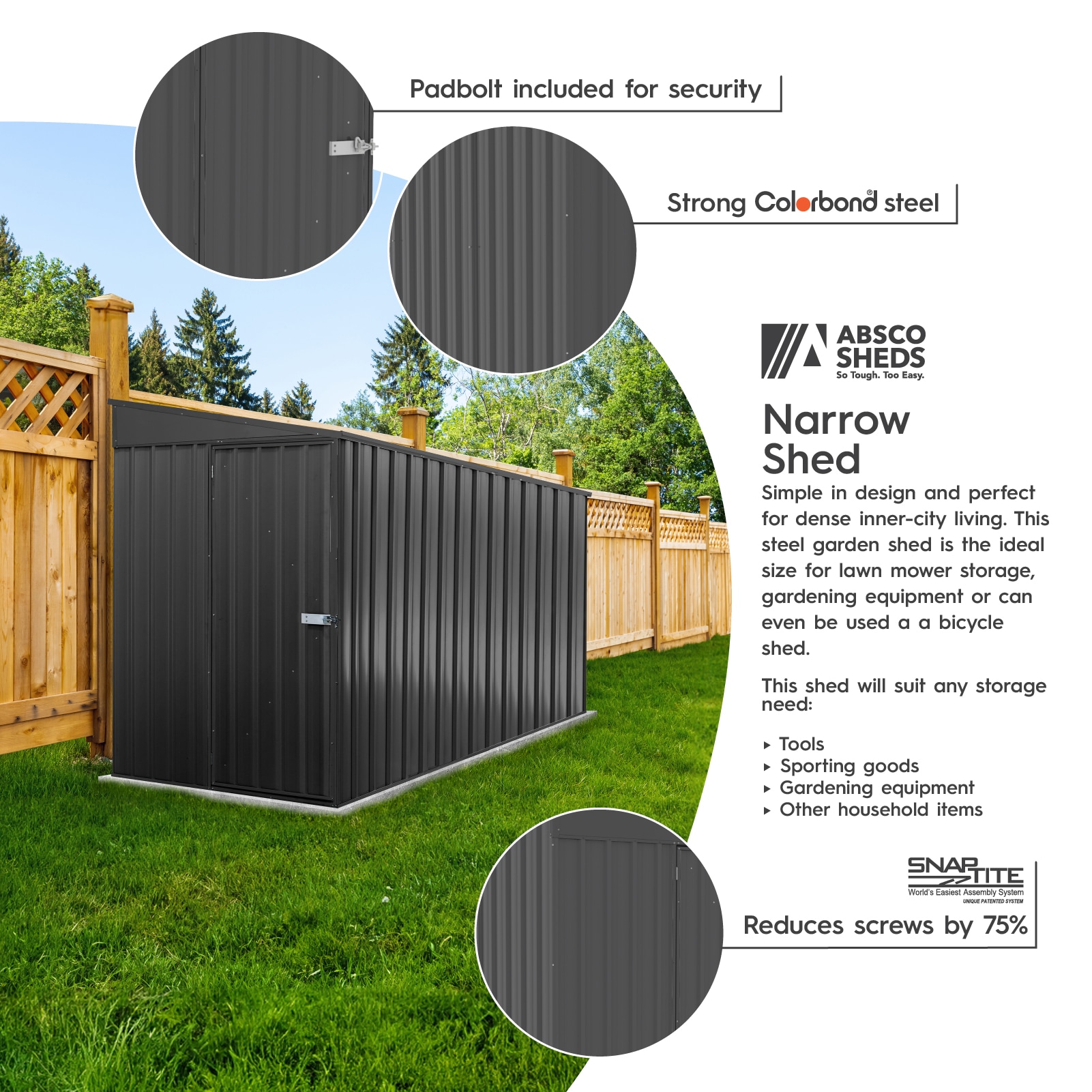Durango 5' x 10' Gray Metal Bike Shed Kit