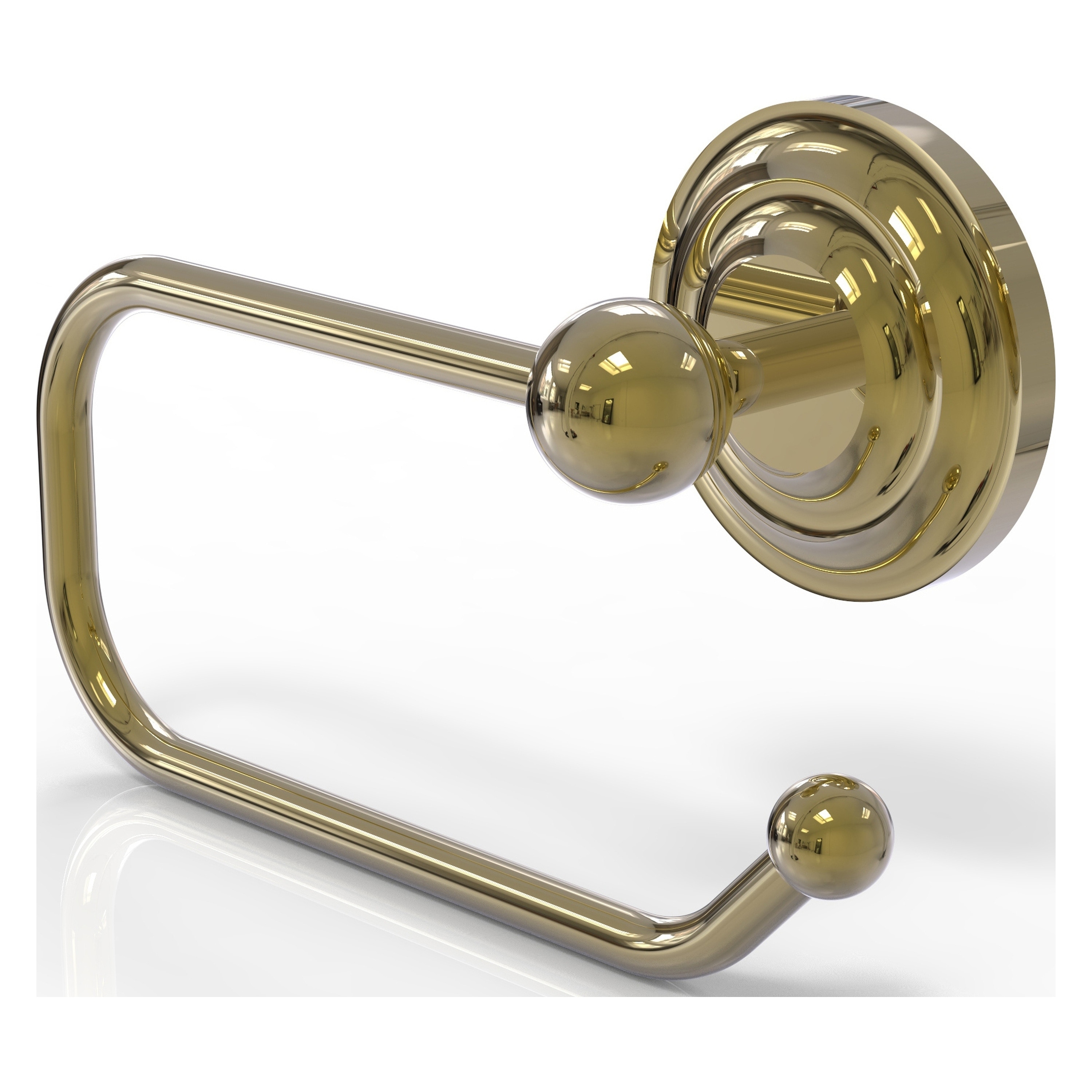 Allied Brass PQN-24E-UNL Prestige Que New Unlacquered Brass Wall mount Single post Toilet Paper Holder 1 -Rolls with Storage