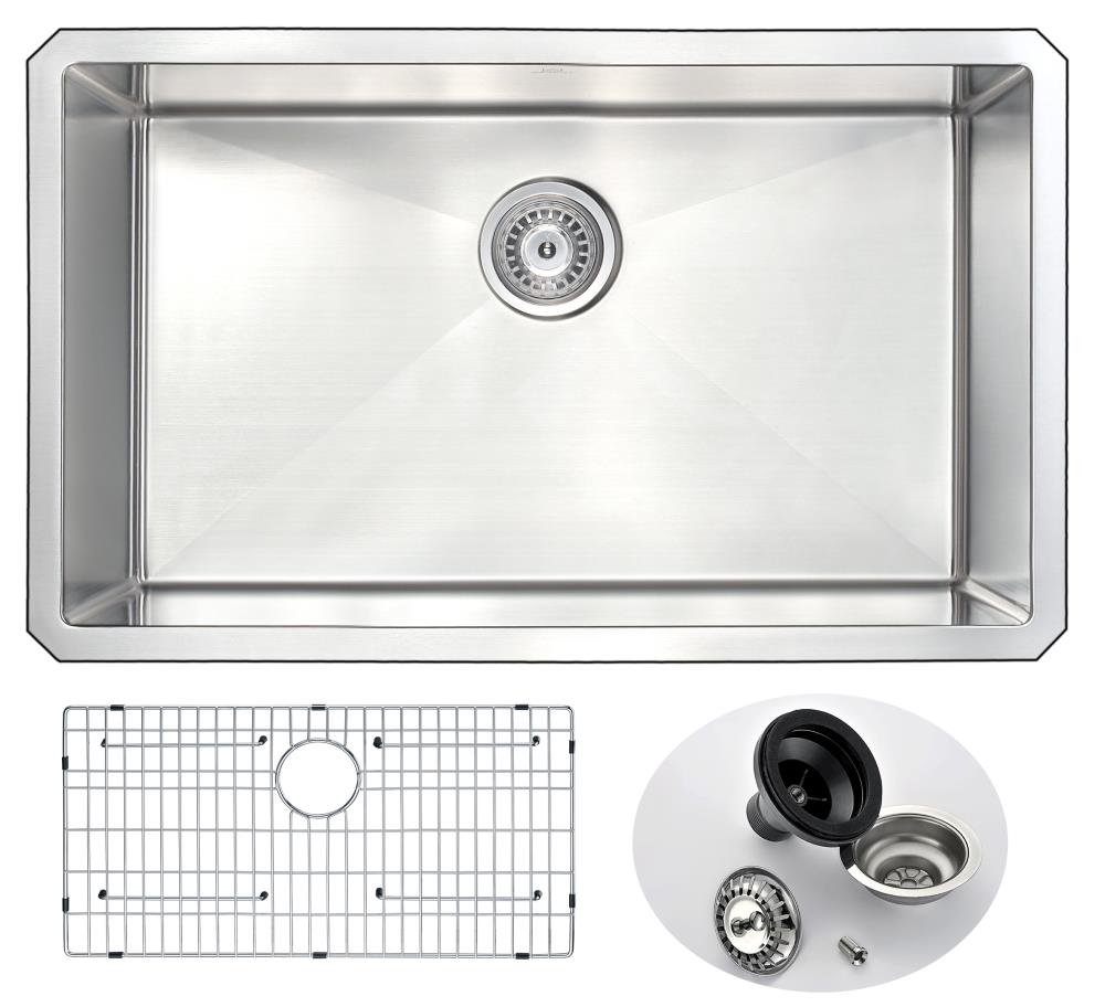 ANZZI Vanguard Undermount 30-in x 18-in Satin Single Bowl Kitchen 