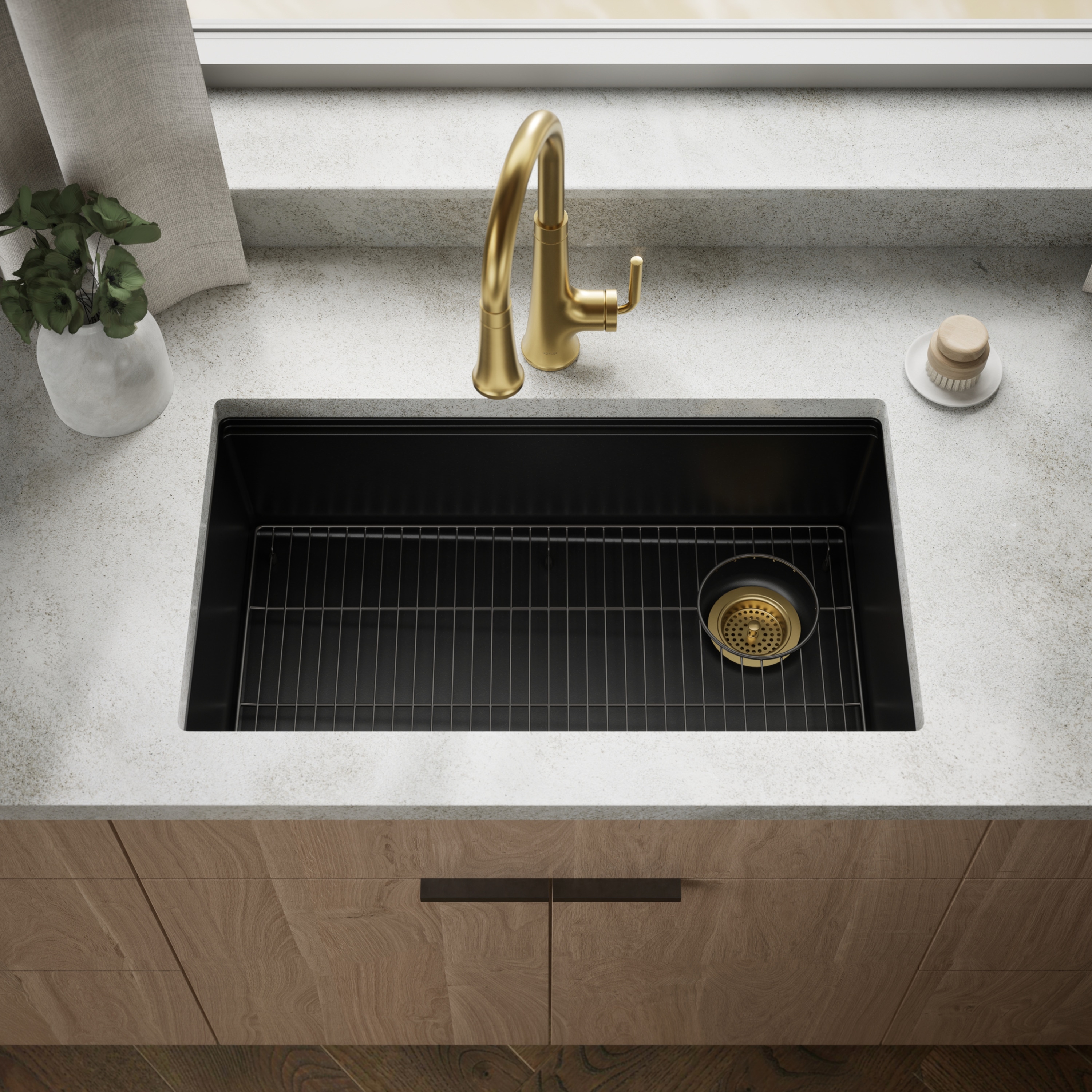 KOHLER 33710-CM1 Billings Undermount 32.5-in x 18.31-in Composite Single bowl Kitchen Sink