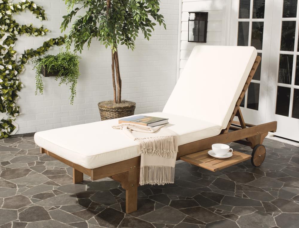 Safavieh Newport Natural Wood Frame Stationary Chaise Lounge Chair(S) With  Off-White Cushioned Seat In The Patio Chairs Department At Lowes.Com