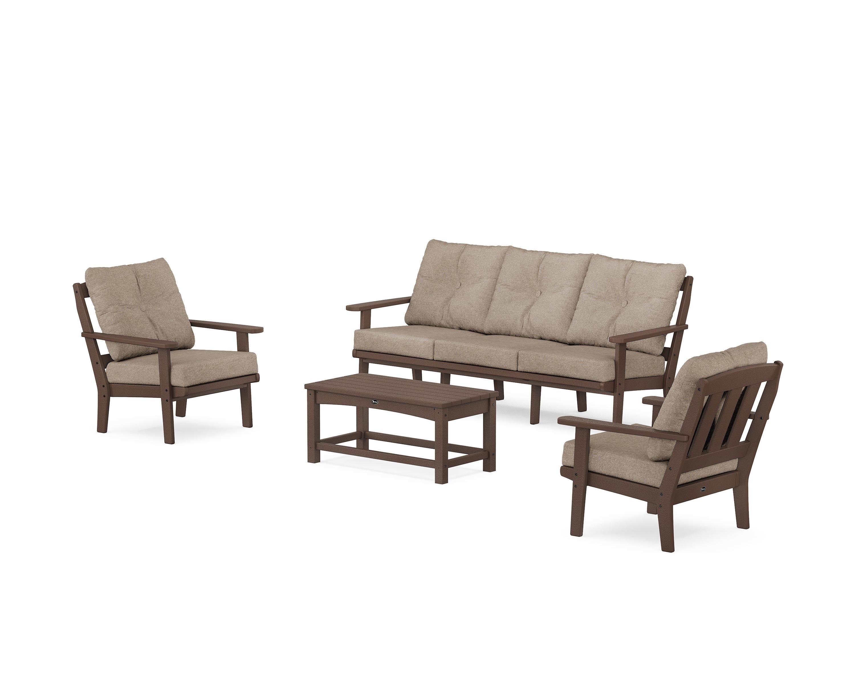 Trex Outdoor Furniture TXS2150-2-VL146010 Cape Cod 4 -Piece Patio Sofa Conversation Set with Tan Cushions